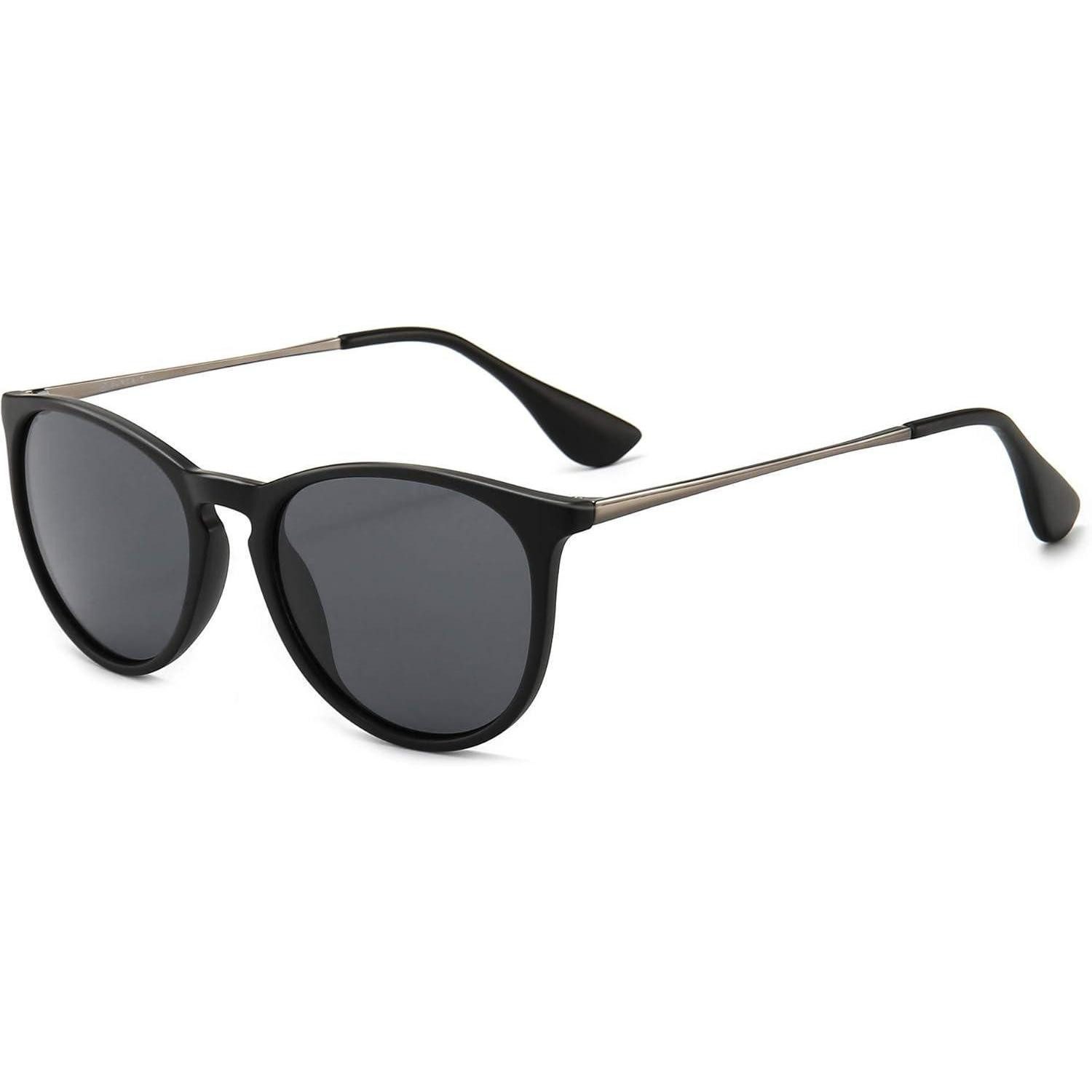 LuxusKollektion Retrosonnenbrille Sonnenbrille Damen Vintage Rund Schwarz Grau (1-St)