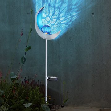 etc-shop LED Außen-Stehlampe, LED-Leuchtmittel fest verbaut, Kaltweiß, Solar Fackeln Mond Garten Gartendeko Solarlampe