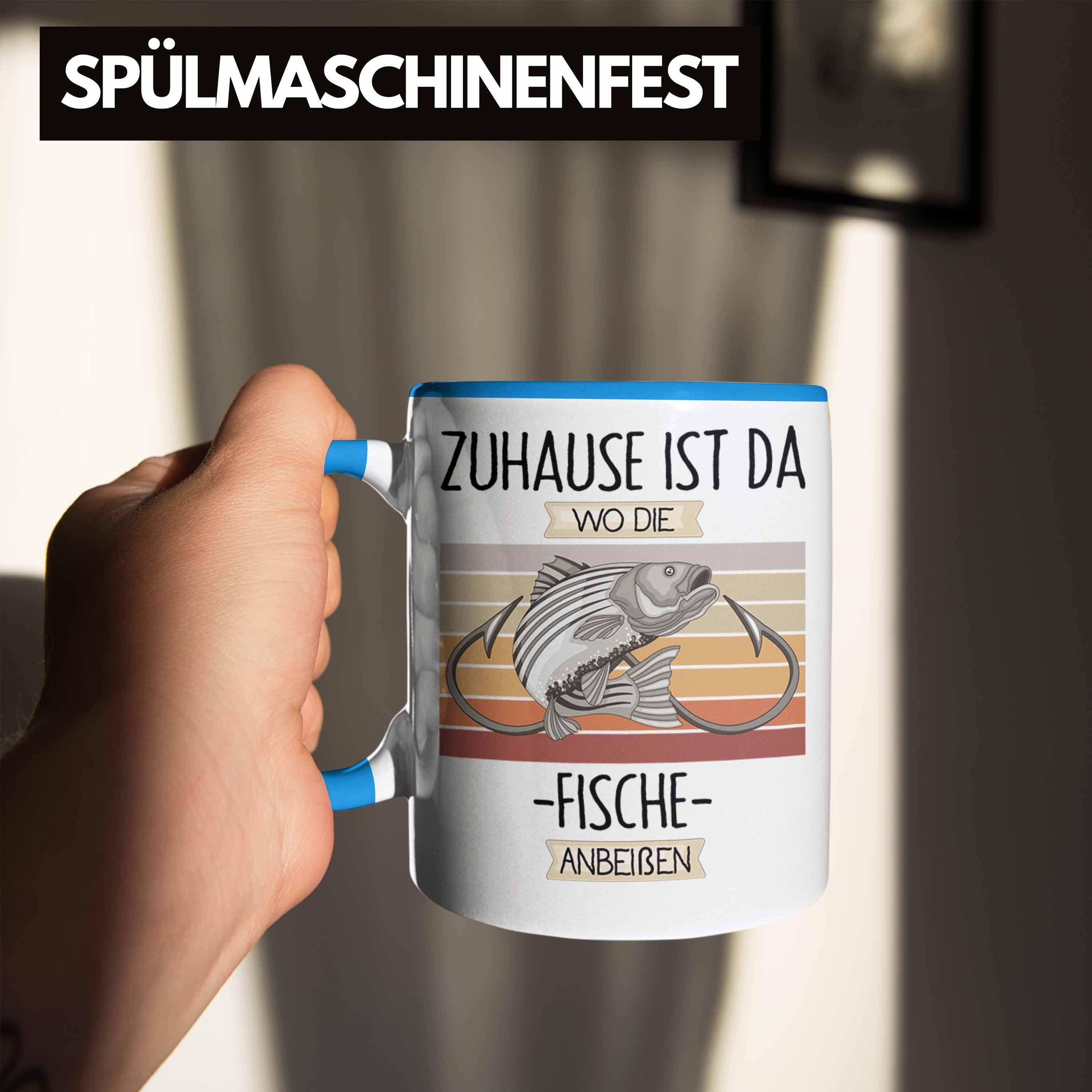 Lustiger Trendation Wo Da Zuhause D Geschenkidee Blau Tasse Spruch Tasse Angler Geschenk Ist