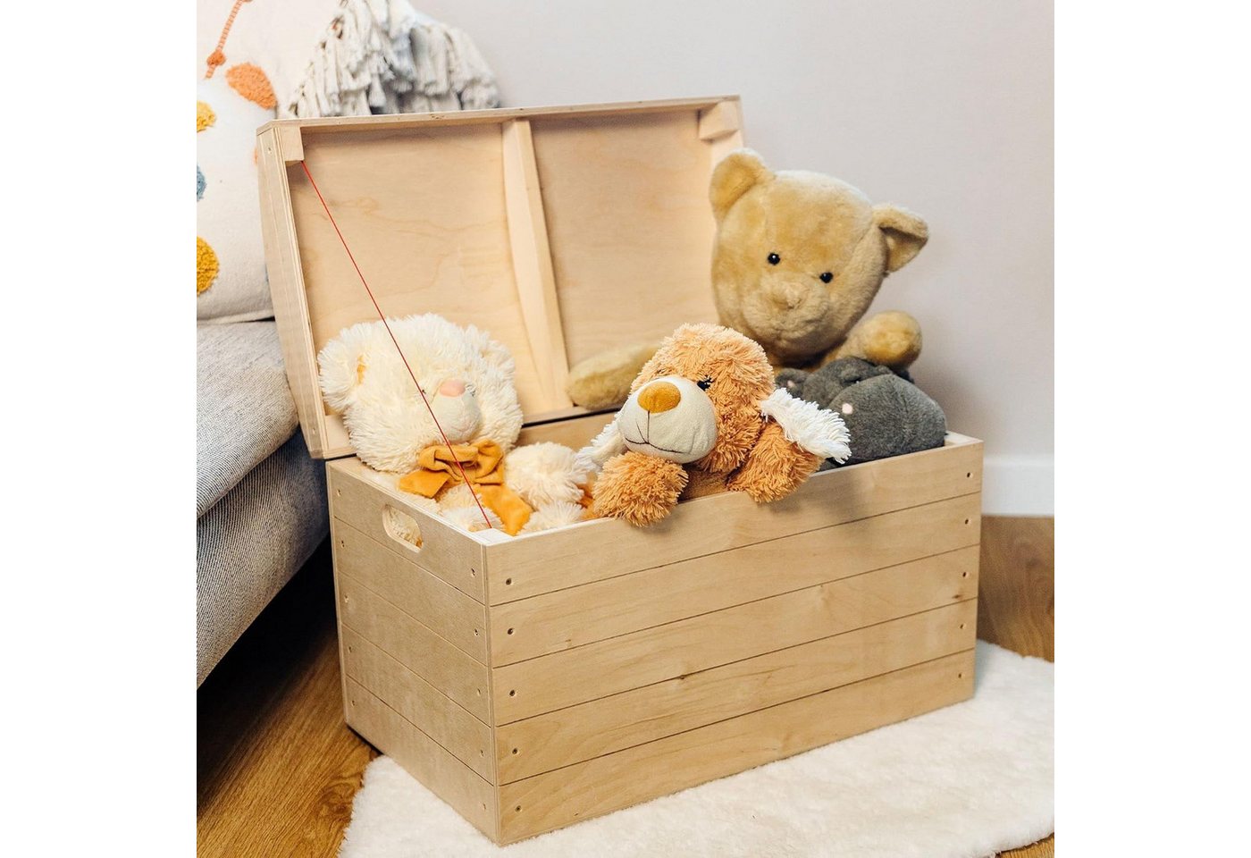 Thumbnail - Creative Deco Aufbewahrungsbox Holztruhe Holzkiste Truhenbank Piratentruhe, 56,5 x 33 x 36,5 cm