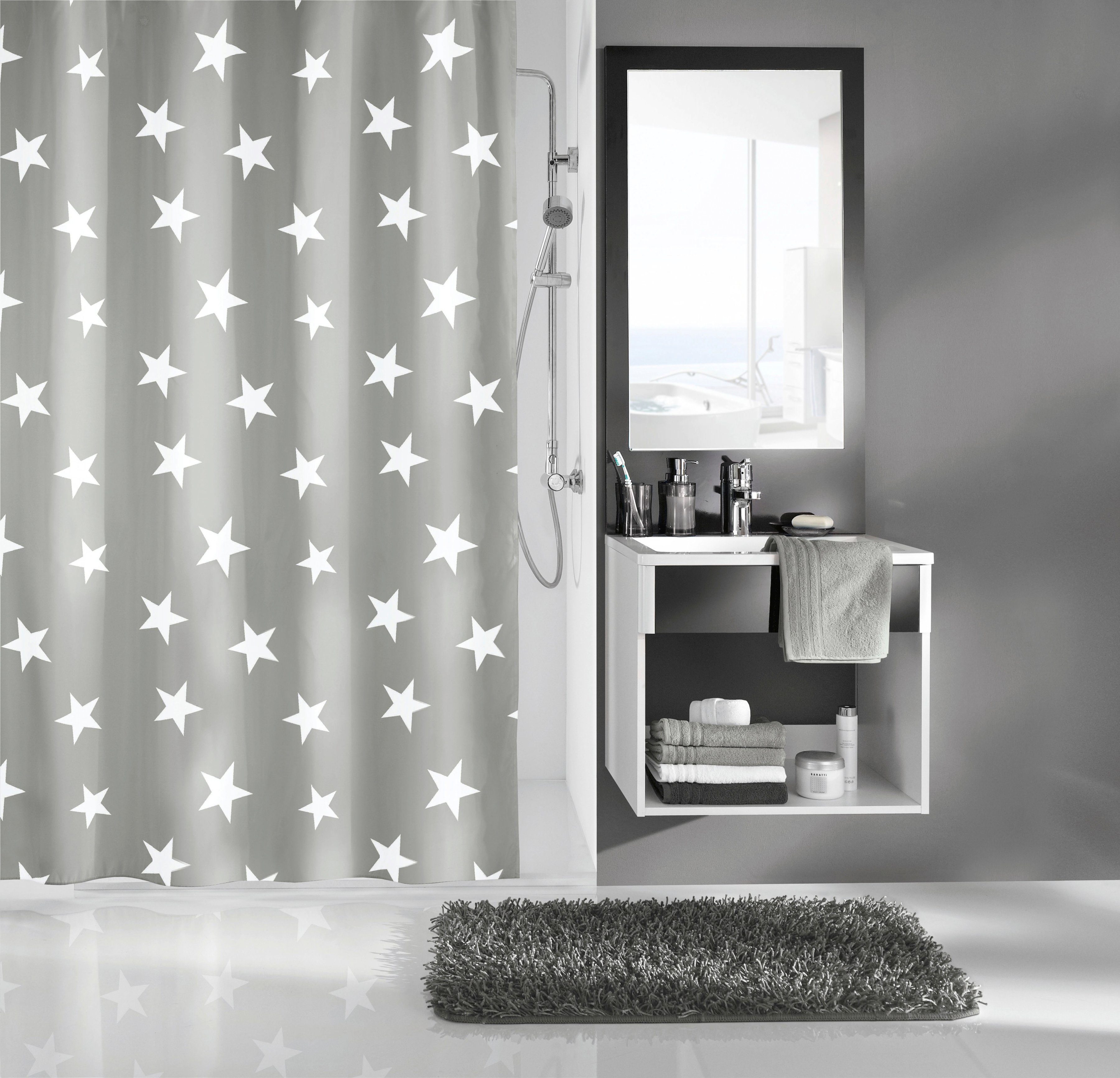 Kleine Wolke Duschvorhang Nova Breite 240 cm (1-tlg), platin