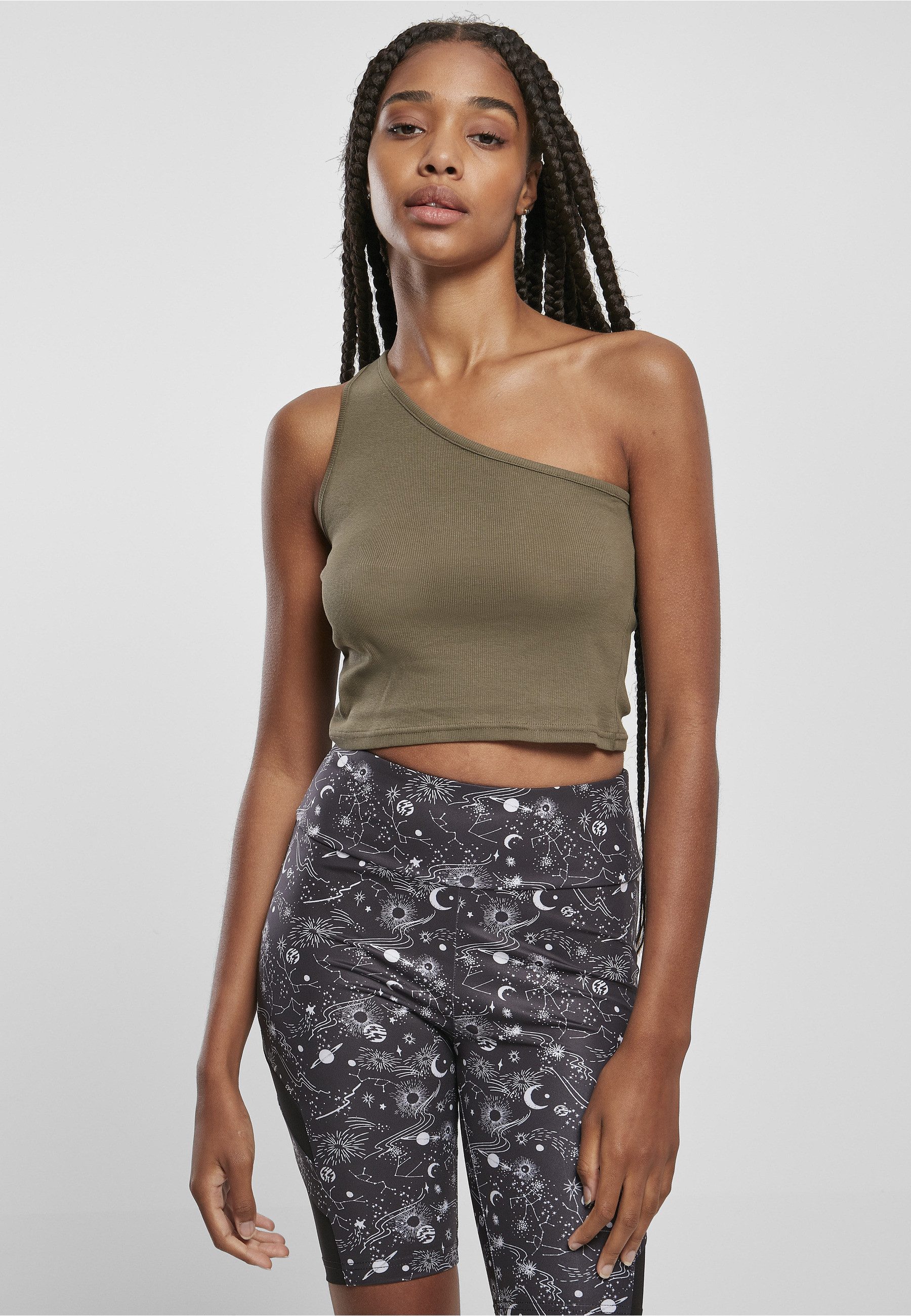 URBAN CLASSICS Tanktop Urban Classics Damen Ladies Cropped Asymmetric Top (1-tlg)