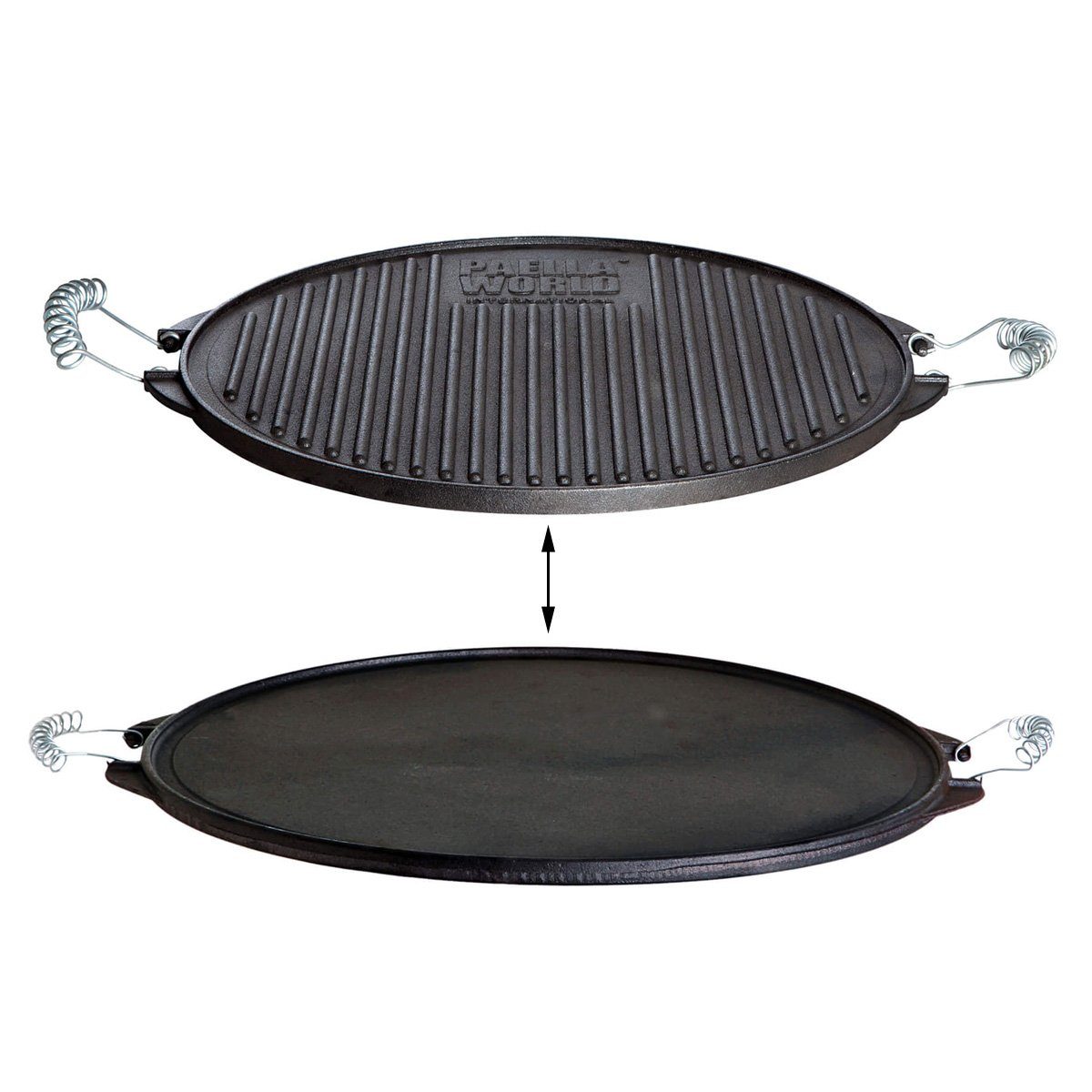 PAELLA WORLD Grillplatte Plancha Grillplatte LIGHT 38cm Gussplatte Wendeplatte geriffelt glatt (1-St)