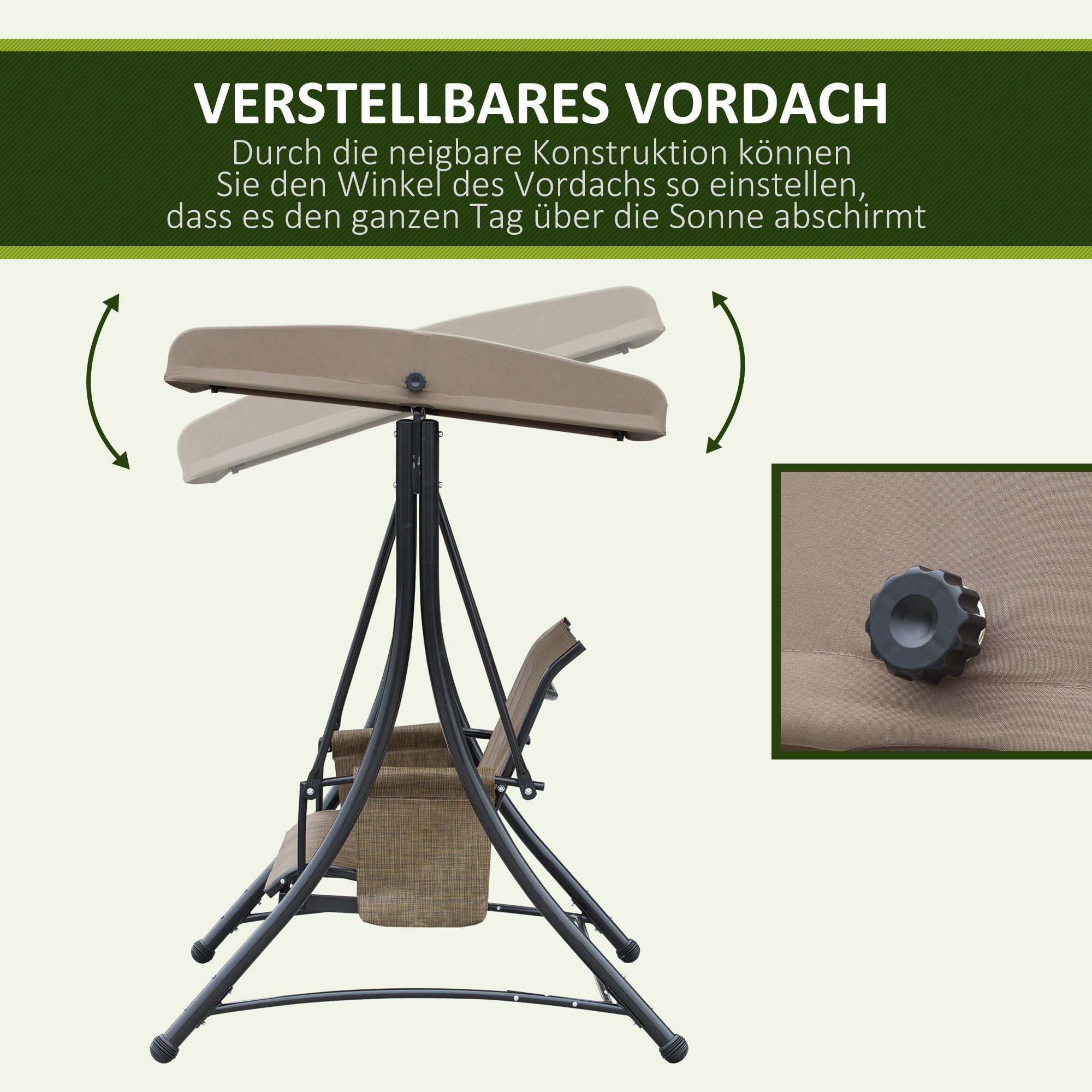 MC Star Hollywoodschaukel mit Seitentasche, 3-Sitzer günstig online kaufen