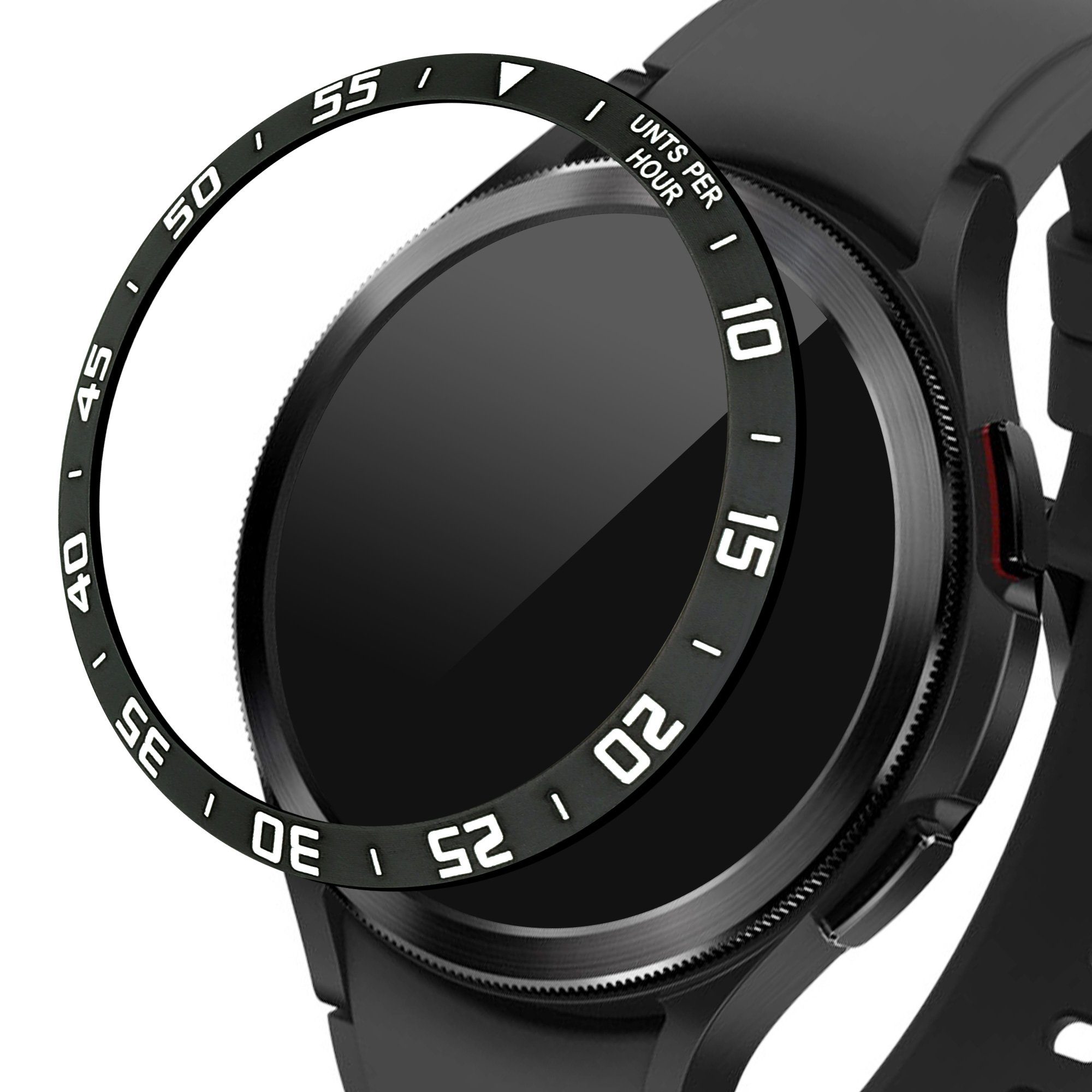 kwmobile Smartwatch-Hülle Schutzring für Samsung Galaxy Watch 4 Classic (46mm) Fitnesstracker, Bezel Ring Lünette in Schwarz Silber