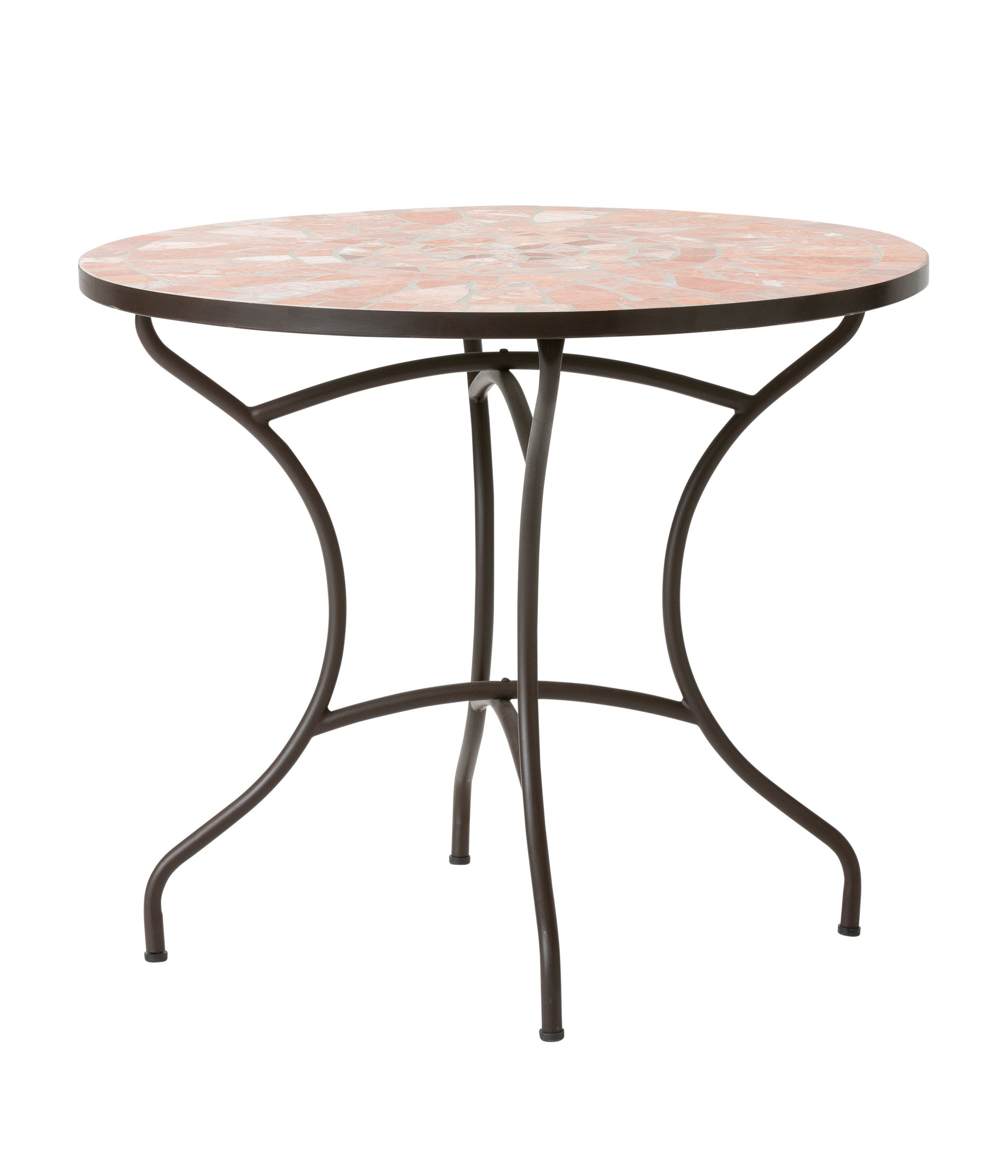 Dehner Gartentisch Mosaiktisch Chiara, 4 Sitzplätze, versch. Größen, terra-rosé, verspielter, romantischer Gartentisch im mediterranen Design