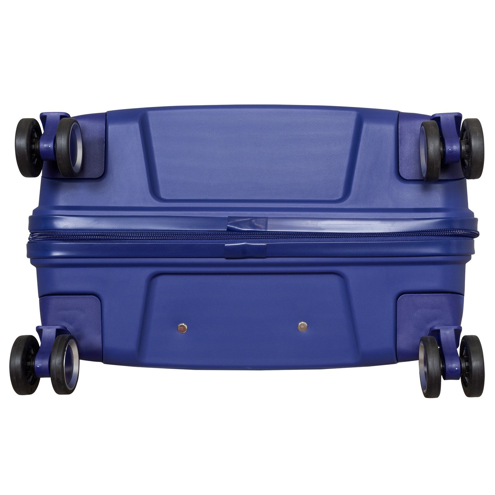 Trendyshop365 Kofferset (Hartschale Trolley), (PP), Zahlenschloss, bruchsicher, Polypropylen Farben, Denver, Doppelrollen aus 4 blau Rollen, 3 tlg., extrem 4
