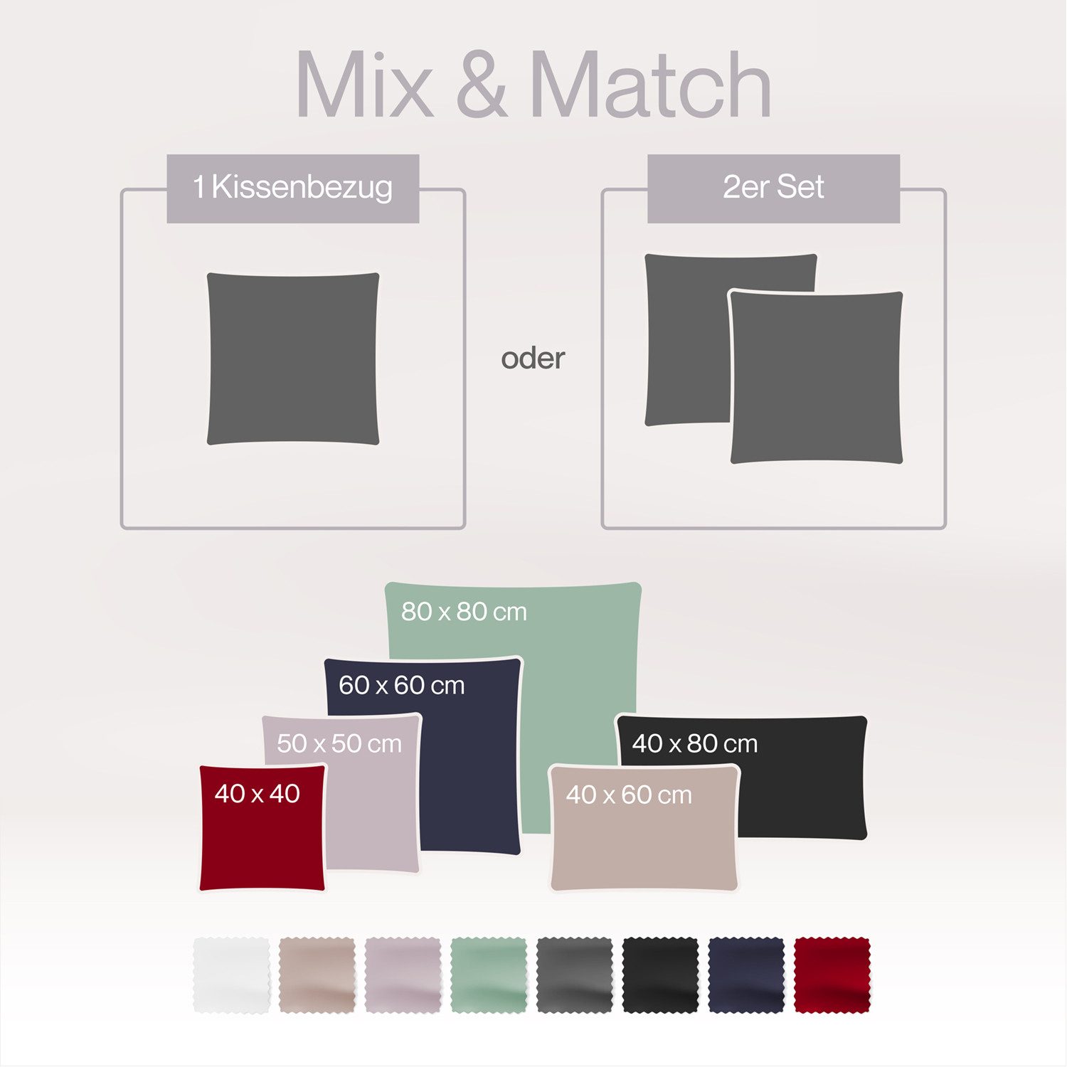 Blumtal Kissenbezüge Premium Mako Satin Kissenbezug, superweich aus 100% Ba günstig online kaufen