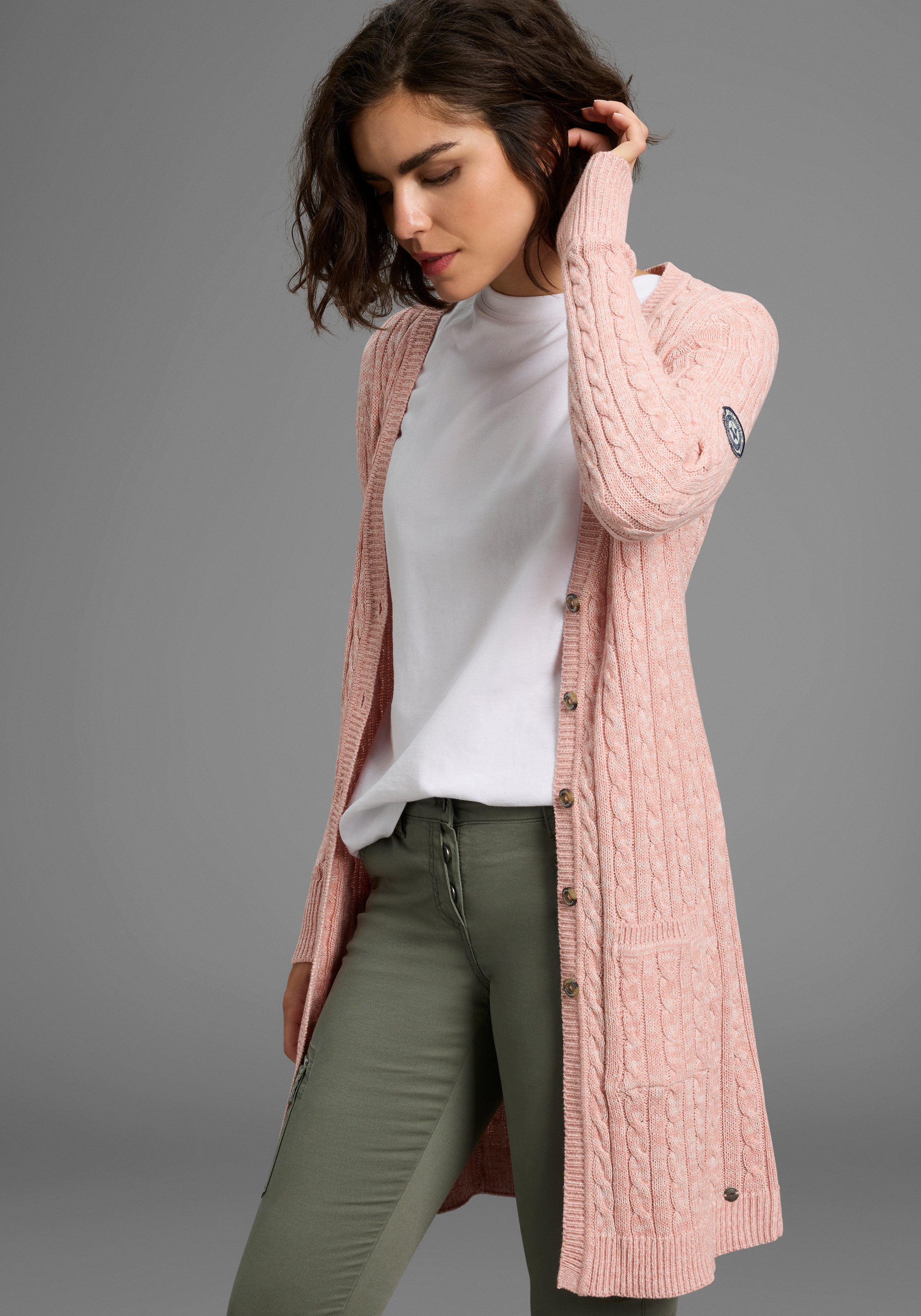 KangaROOS Longstrickjacke mit trendigem Zopfmuster und günstig online kaufen