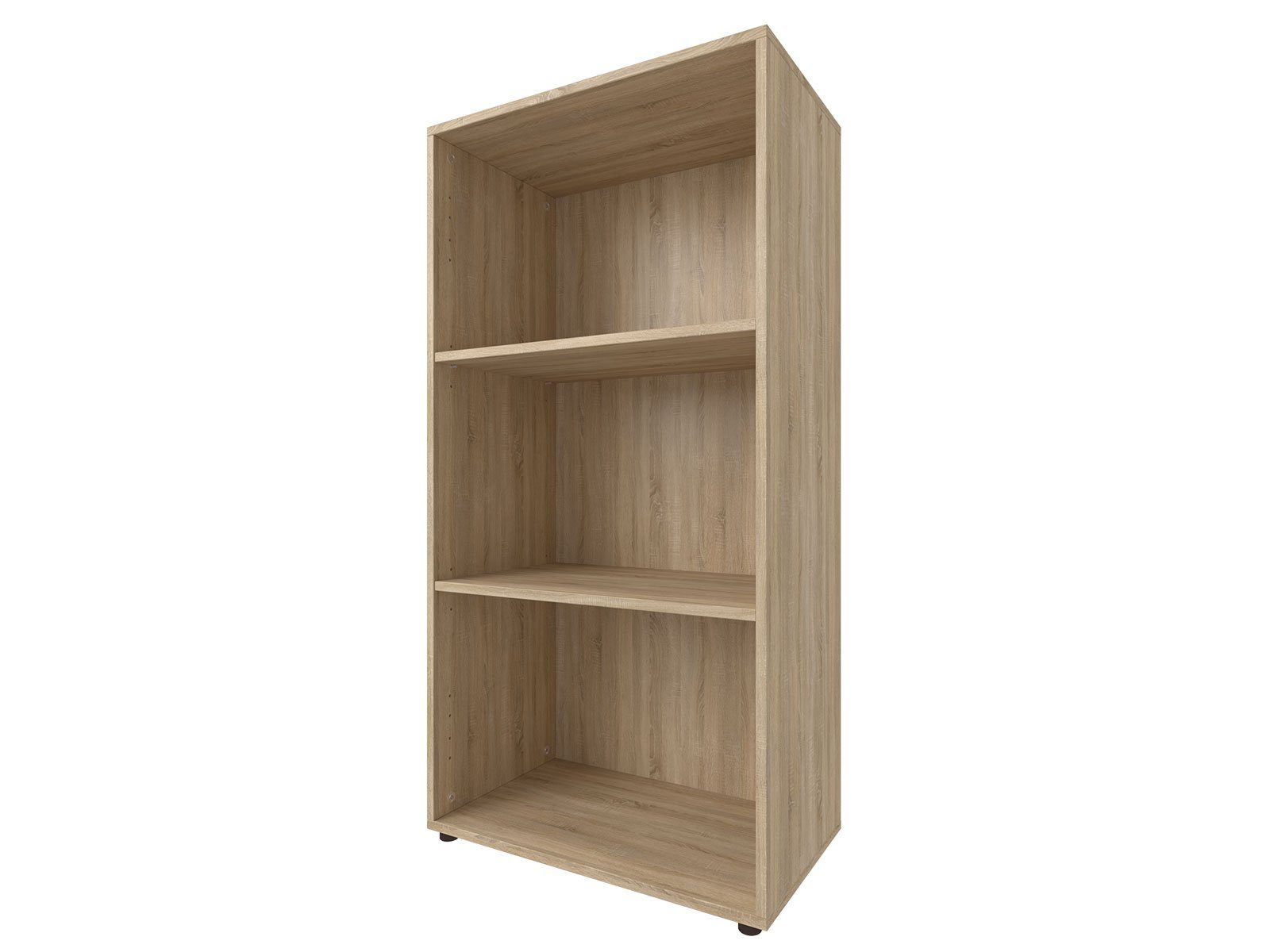 möbelando Aktenschrank Trio 3 zeitloses Regal aus Spanplatte in Sonoma/Eiche mit 2 höhenverstellbaren Einlegeboden. Breite 57 cm, Höhe 113 cm, Tiefe 33 cm - Made in Germany Sonoma-Eiche | Sonoma/Eiche