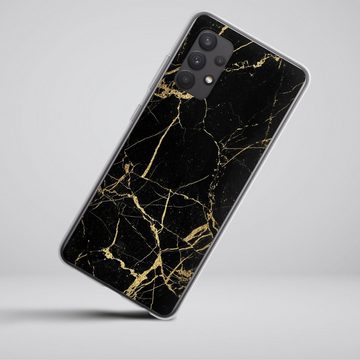 DeinDesign Handyhülle Marmor schwarz Muster BlackGoldMarble Look, Samsung Galaxy A32 4G Silikon Hülle Bumper Case Handy Schutzhülle
