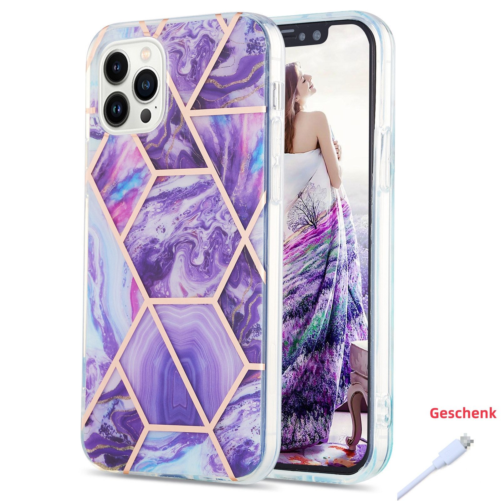 trends for living Handyhülle Splice Marmor Hülle Case für iPhone X XS 12 13 14 15 16 Pro Max Plus