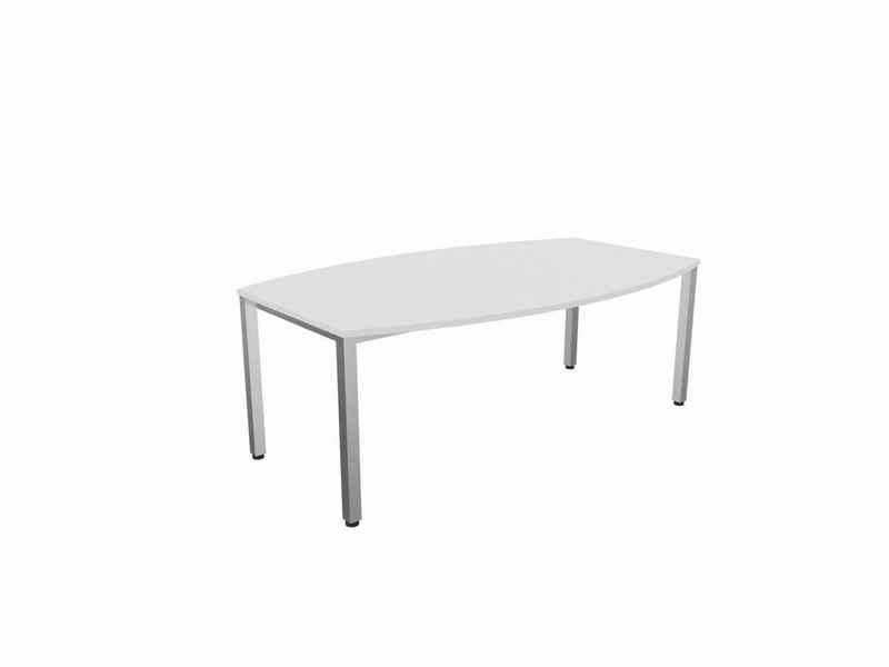 Nowy Styl Konferenztisch, E10 Konferenztisch Bootsform Quadratrohr-Gestell, 80-100 cm Tief, Weiß