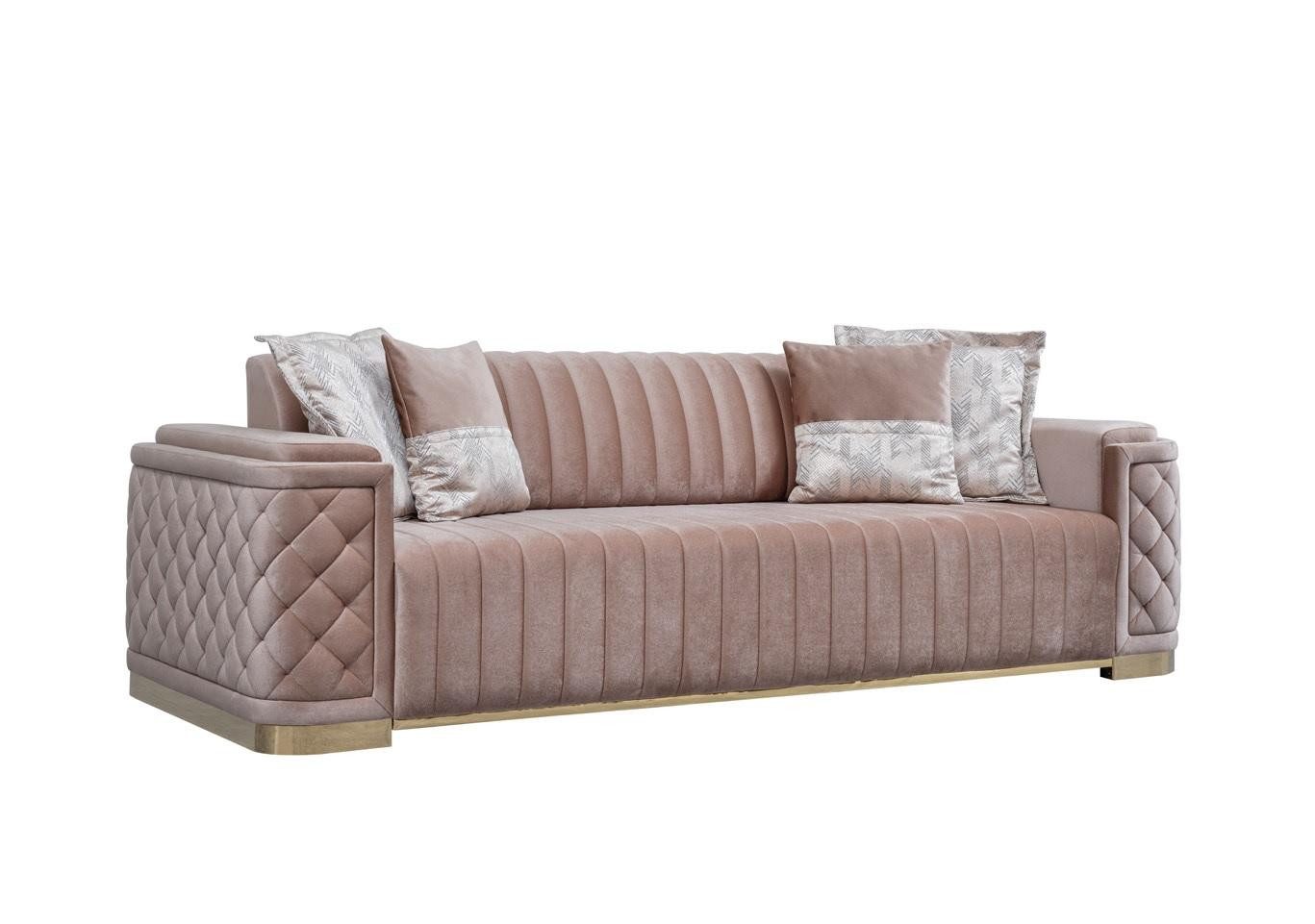 Xlmoebel 3-Sitzer Modernes rosa Sofa mit Leder-Textil-Polsterung, 3-Sitzer, Hergestellt in Europa