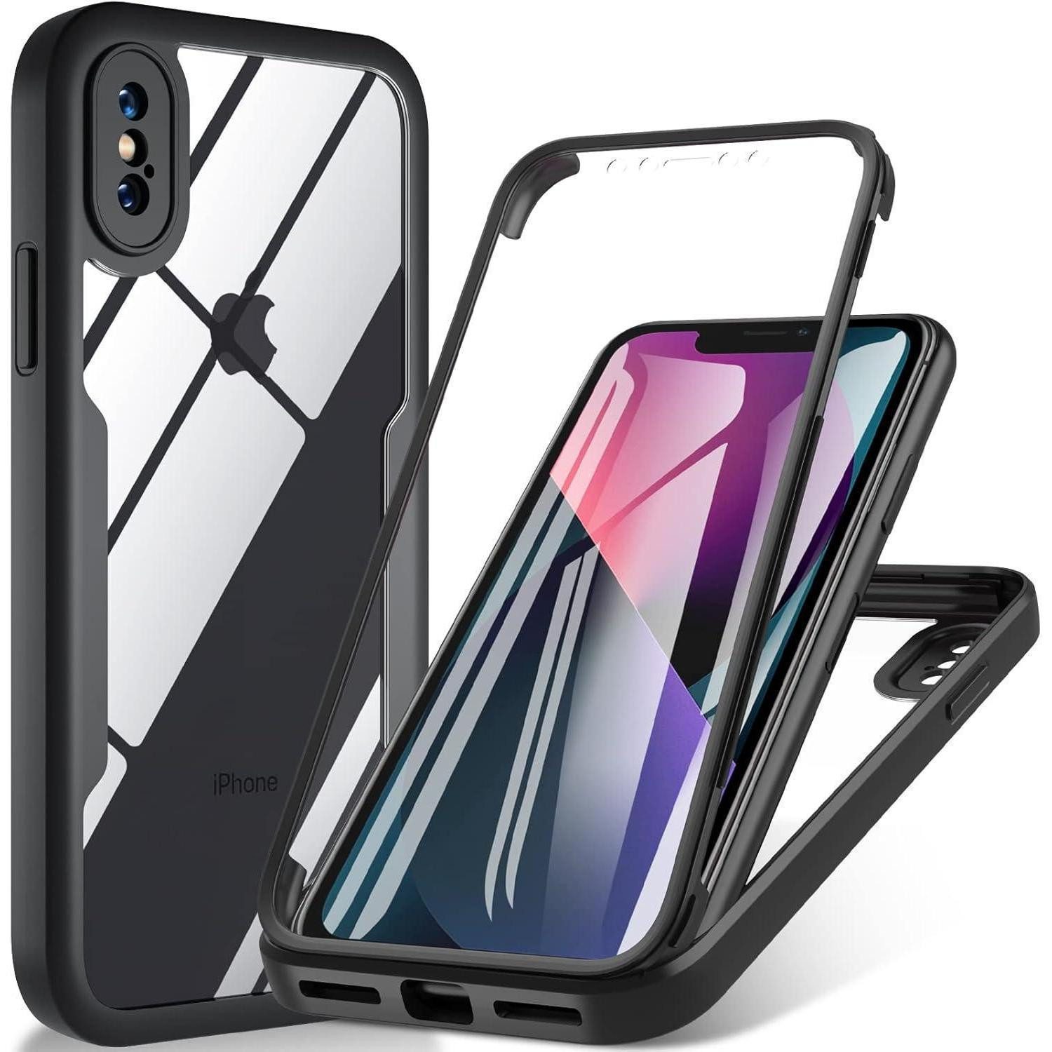 LuxusKollektion Smartphone-Hülle Schutzhülle iPhone X XS 360Grad Schutz Displayschutz Schwarz