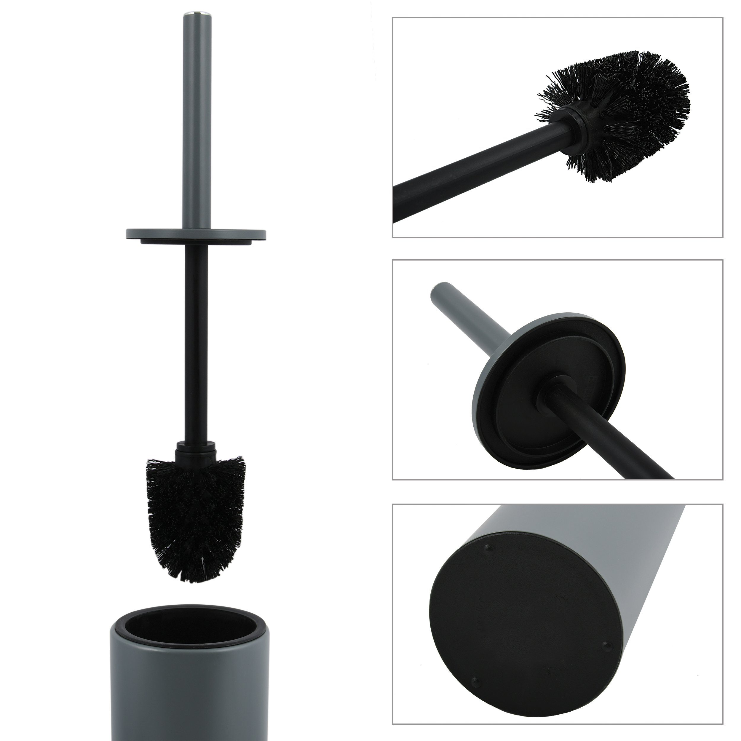 spirella WC-Garnitur AKIRA, Toilettenbürste, hygienischer Innenbehälter, pulverbeschichteter Stahl, elegantes Matt-Finish, satiniert, rot, Toilettenbürste mit hygienischem Innenbehälter, mit Deckel, matt-satiniert, rot