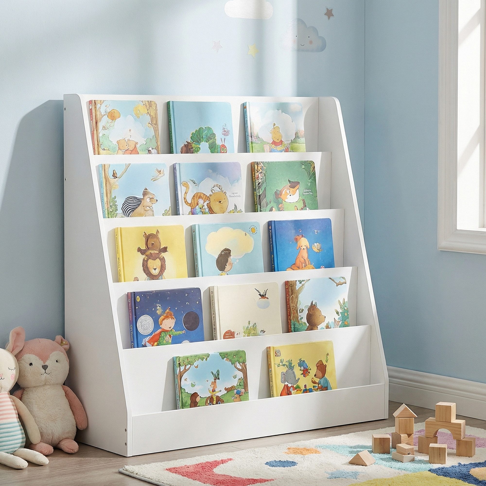 SONGMICS Spielzeugtruhe Bücherregal Kinder Spielzeugregal mit 5 Ebenen, 30 x 80 x 80 cm, Montessori Regal, für Leseecke