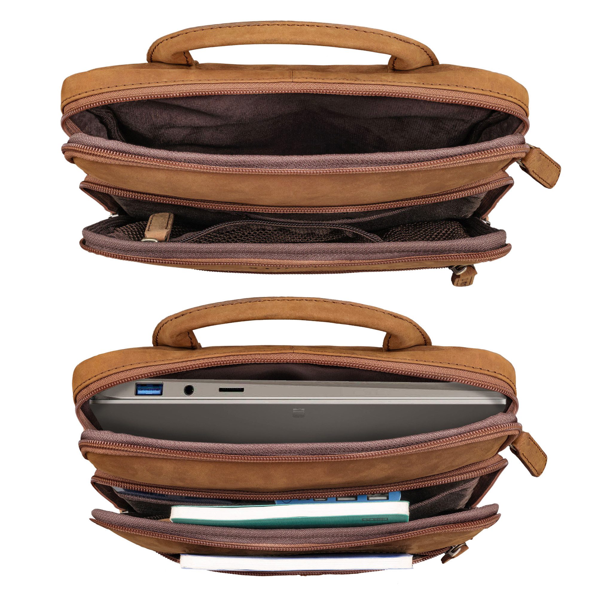 STILORD Schultertasche "Stellan" Schmale Laptop-Tasche Leder 13,3 - 14 Zoll