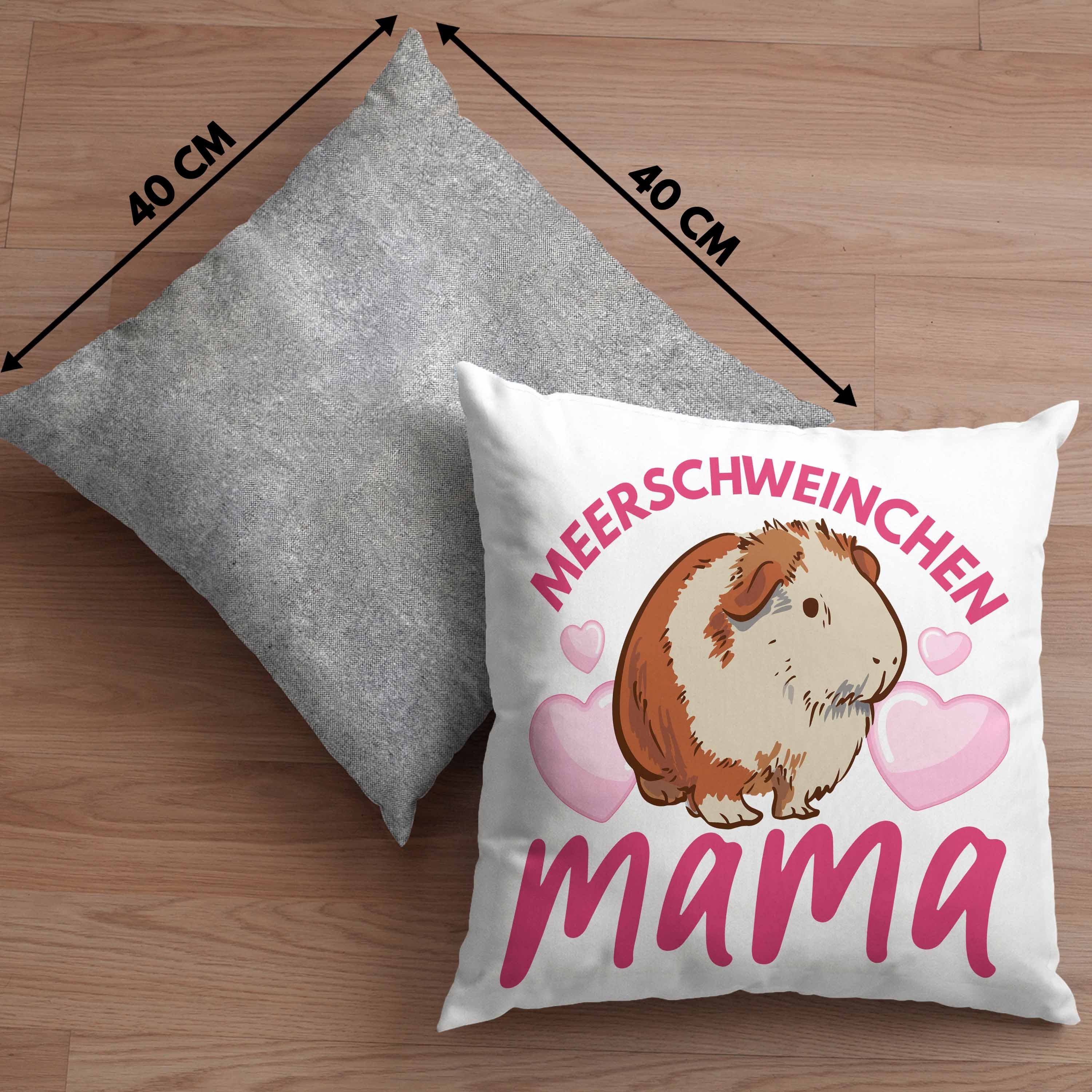 Dekokissen Mädchen Muttertag Geschenk Mama Meerschweinchen - Dekokissen Spruch Trendation Füllung 40x40 mit Kissen Grau Trendation