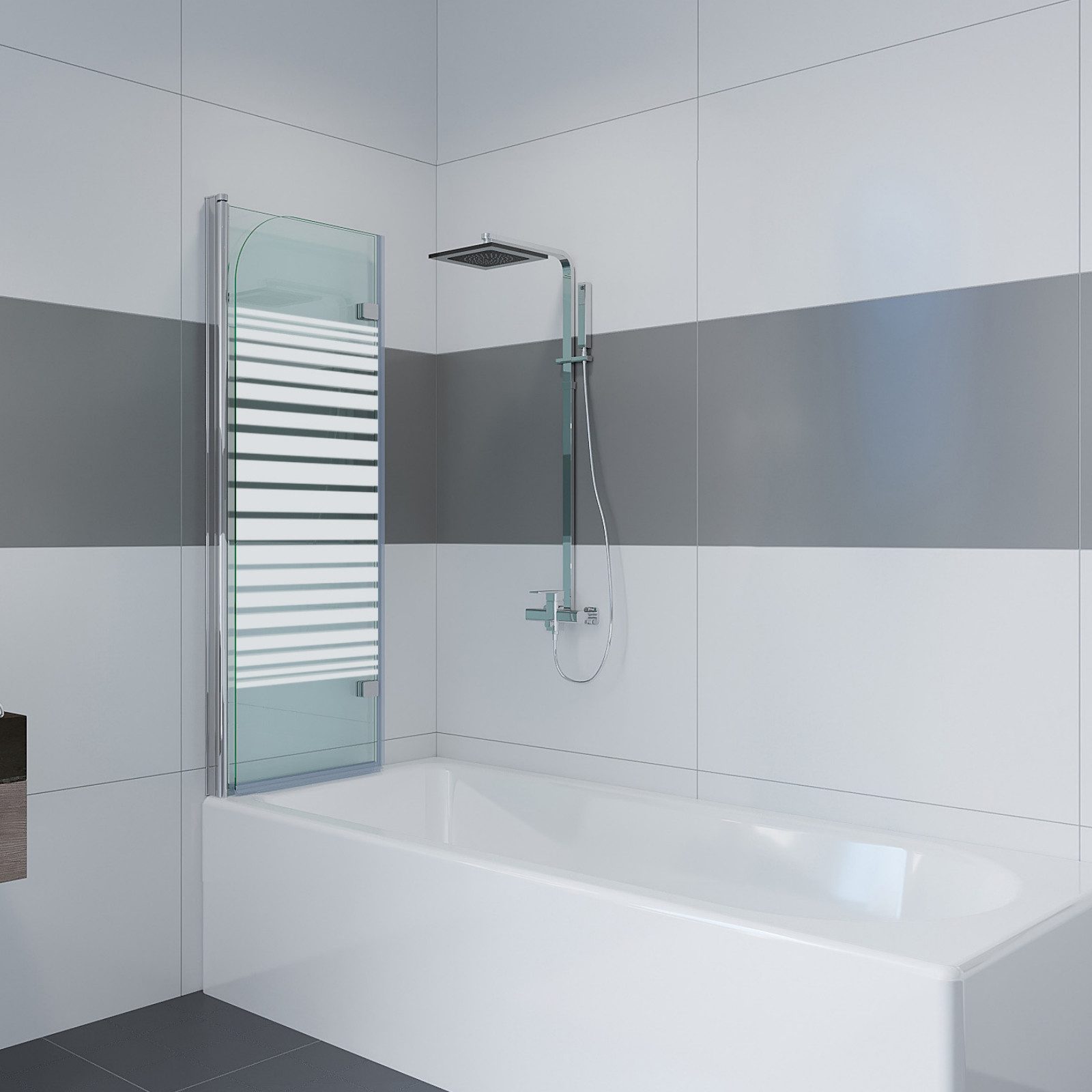 IMPTS Badewannenaufsatz Duschwand für Badewanne Faltwand Duschtrennwand, Glas Alu, (2 tlg., 2 TLG), Duschabtrennung für Badewanne