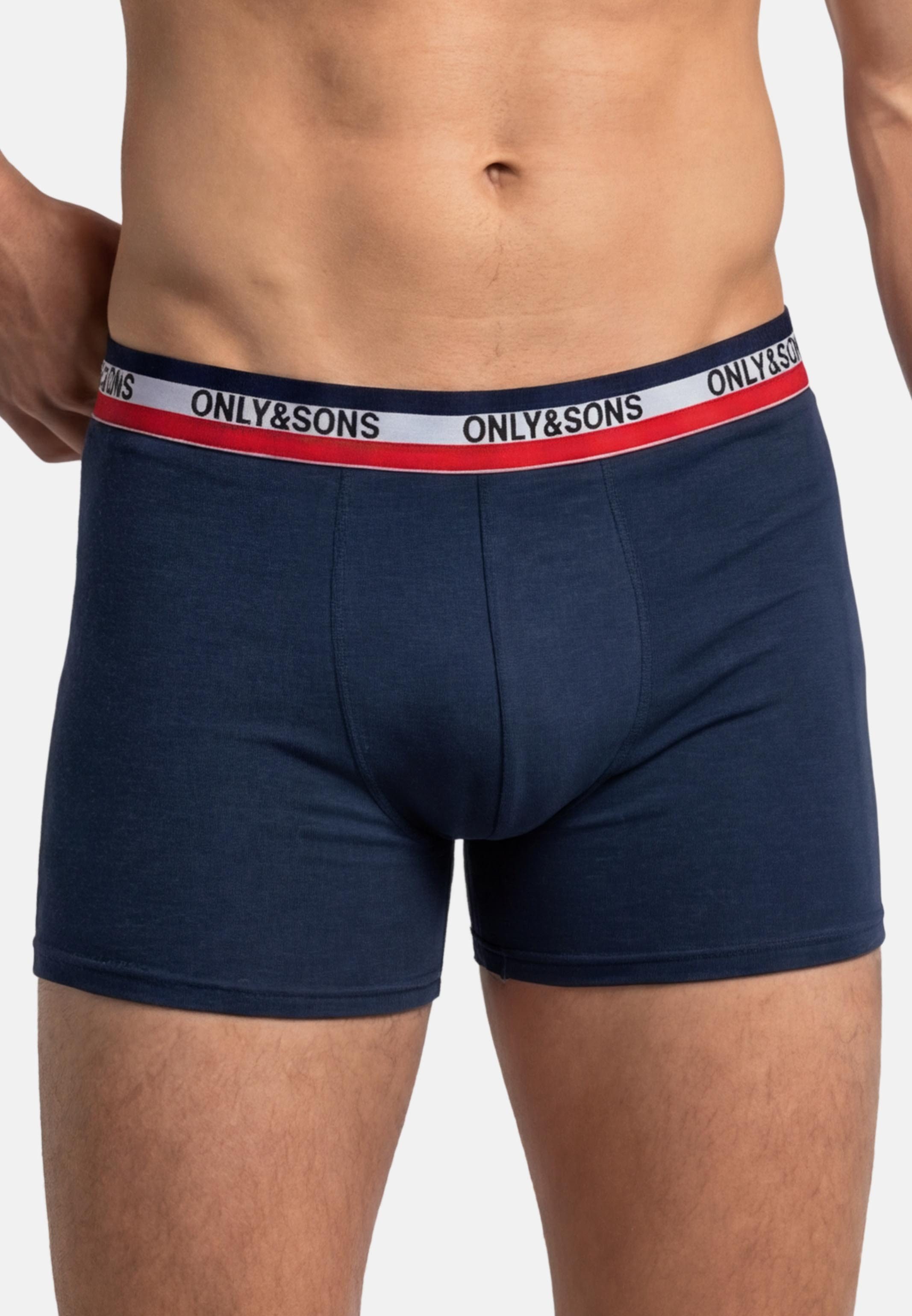 ONLY & SONS Retro Boxer 6er Pack ONSFITZ SOLID BOXER (Spar-Set, 6-St) Long Short / Pant - Baumwolle - ohne Eingriff - Atmungsaktiv