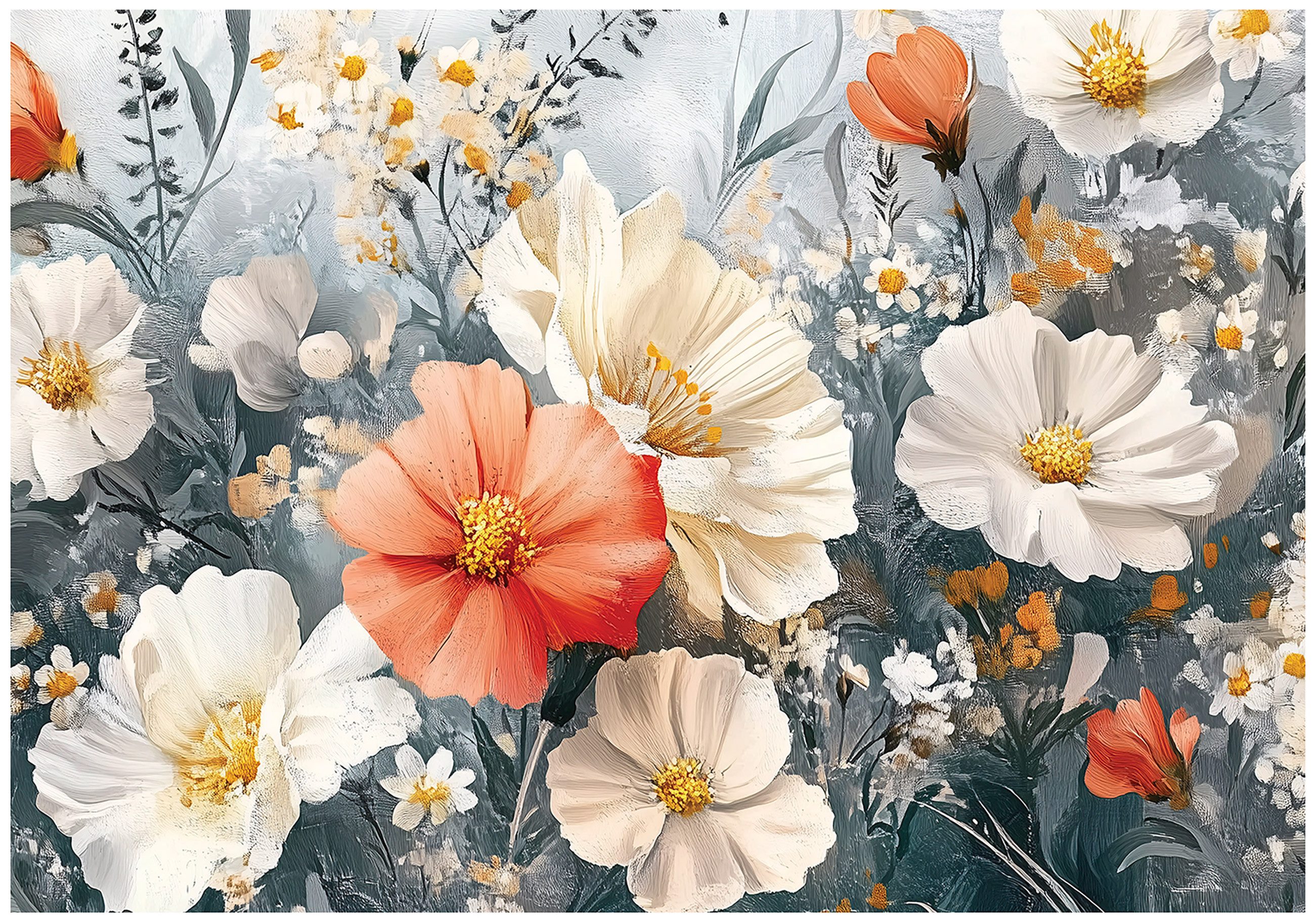 Wallarena Fototapete Blumen Weiß Rot Vlies günstig online kaufen