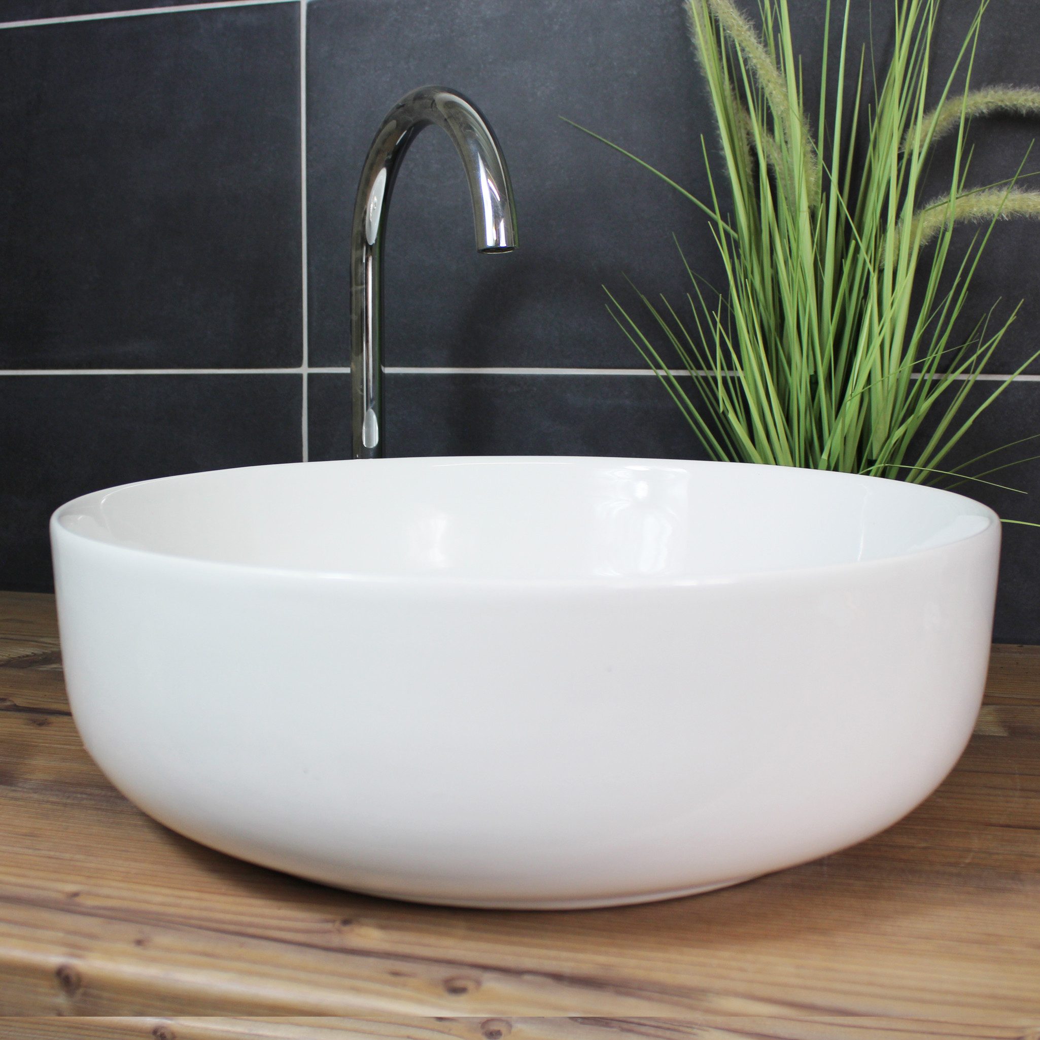 Arnusa Aufsatzwaschbecken modernes großes rundes Waschbecken günstig online kaufen