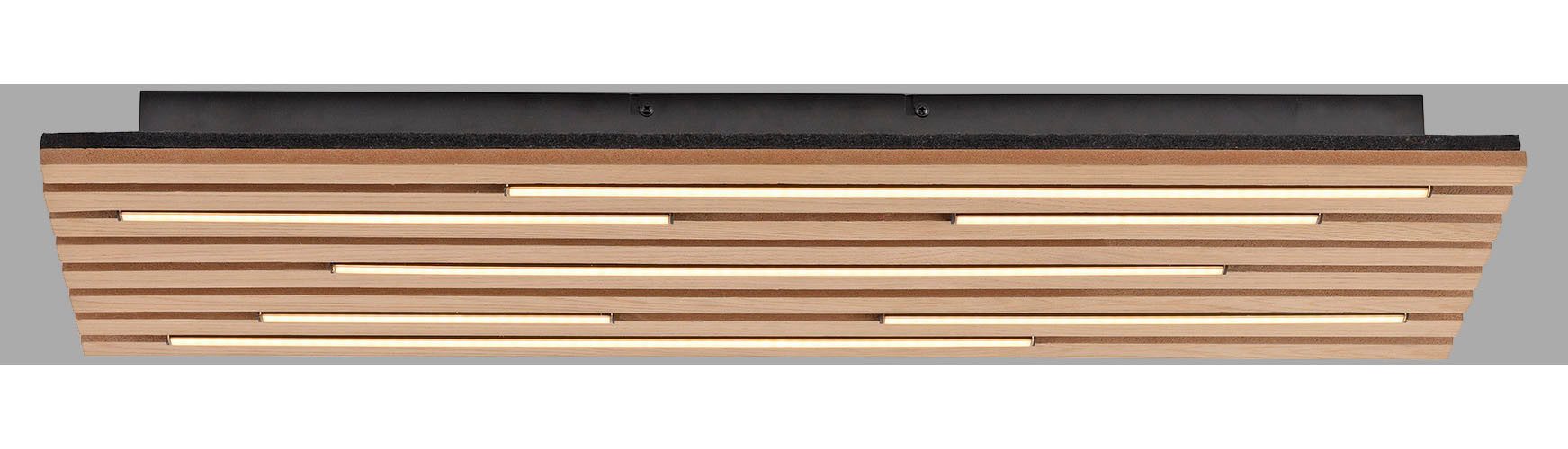 OTTO home Deckenleuchte Ullii Akustikpaneele, LED fest integriert, Warmweiß, schwarze LED Diffuser, Holz, Akustik, Paneele, 3000K - 80 x 30 cm