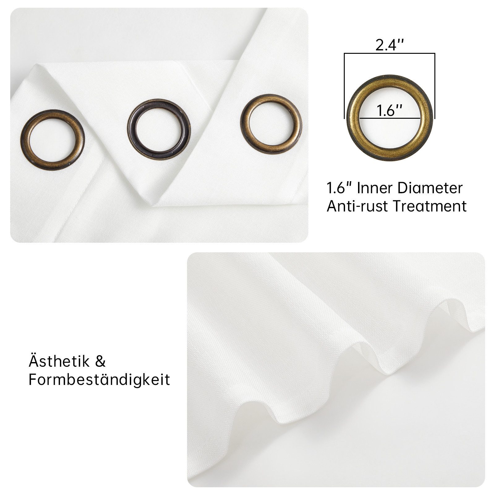 Topfinel Gardine Leinenoptik Gardinen mit Ösen Vorhänge für Wohnzimmer (2 St), Ösen, halbtransparent, gardinen weiss halbtransparent 140x240 Studie kinderzimmer modern Boho