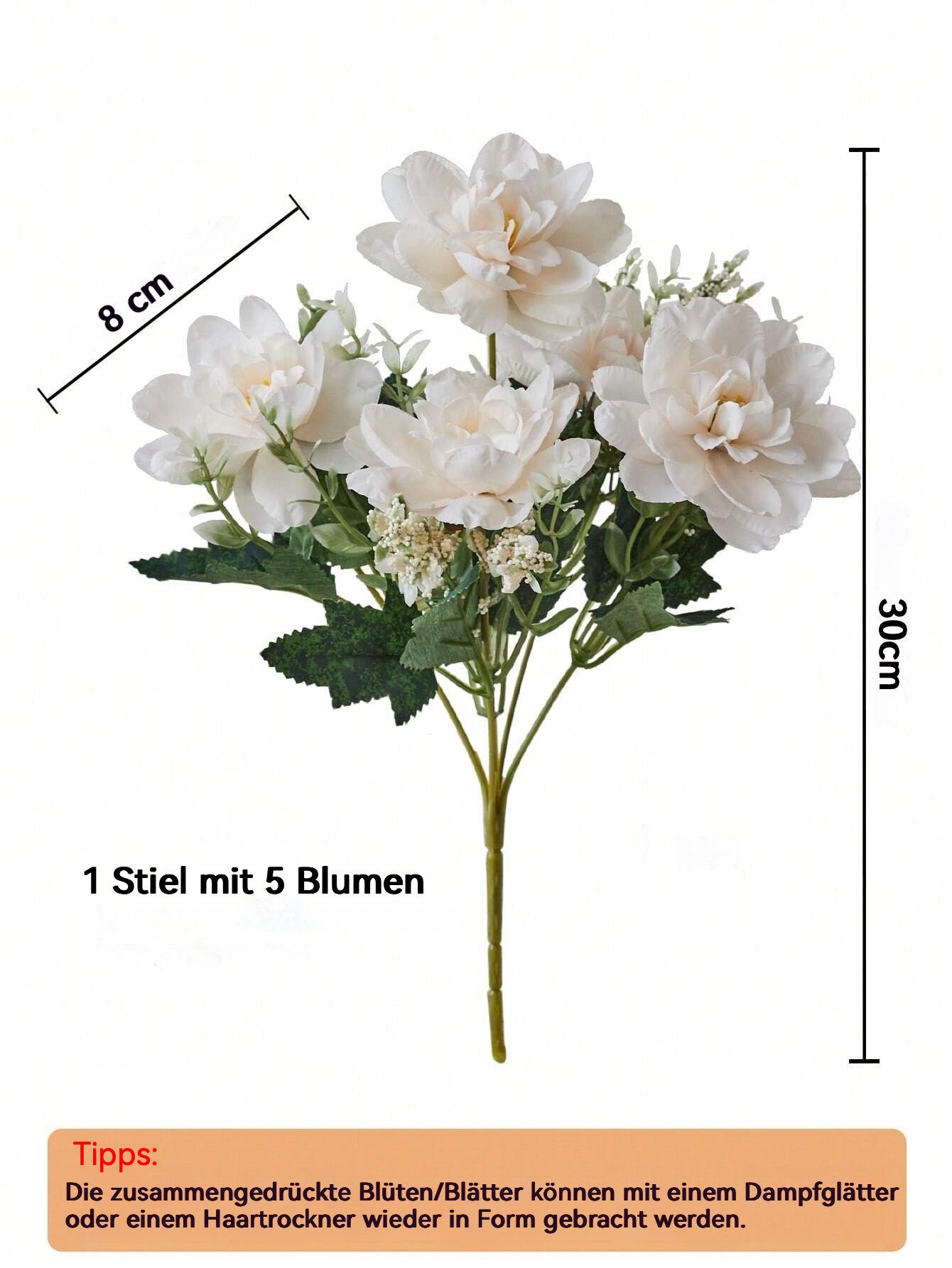 Kunstblumenstrauß Kunstblumen Set künstlicher Strauß realistische Blumen Deko, Fanci Home, - Tischdeko Wohnzimmer modern – Bild 4 von 4