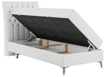 MKS MÖBEL Boxspringbett MILEN, Einzelbett 90x200, Polsterbett mit Multipocket-Matratze und Topper