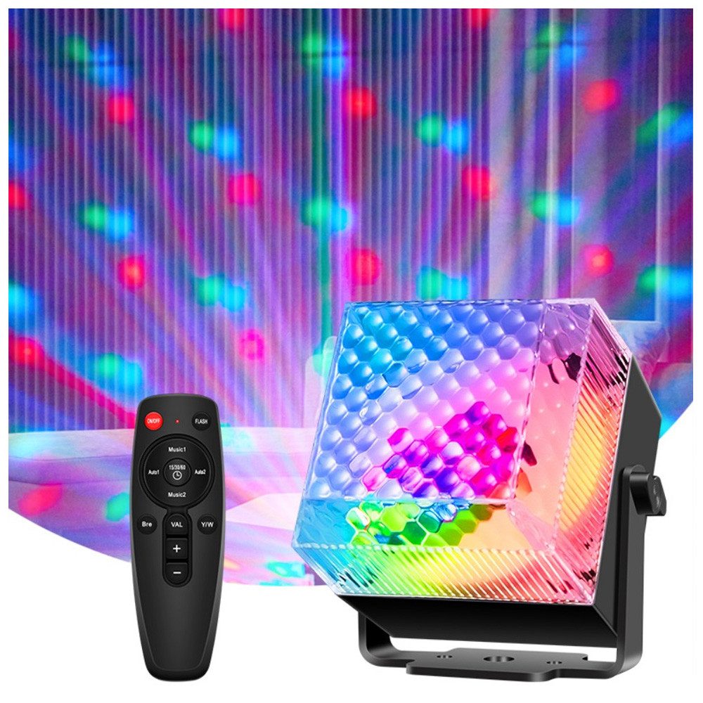 QUBEBU LED Würfel 2in1 LED Nachtlicht Discolicht mit Fernbedienung für Bar Stage DJ Show, Wandleuchte, LED fest integriert, LED Прожекторы 5W RGB Dynamisch Disco Lichteffekte, 2M/78.74inch USB Kabel für Party, Home,Weihnachten, Kinder