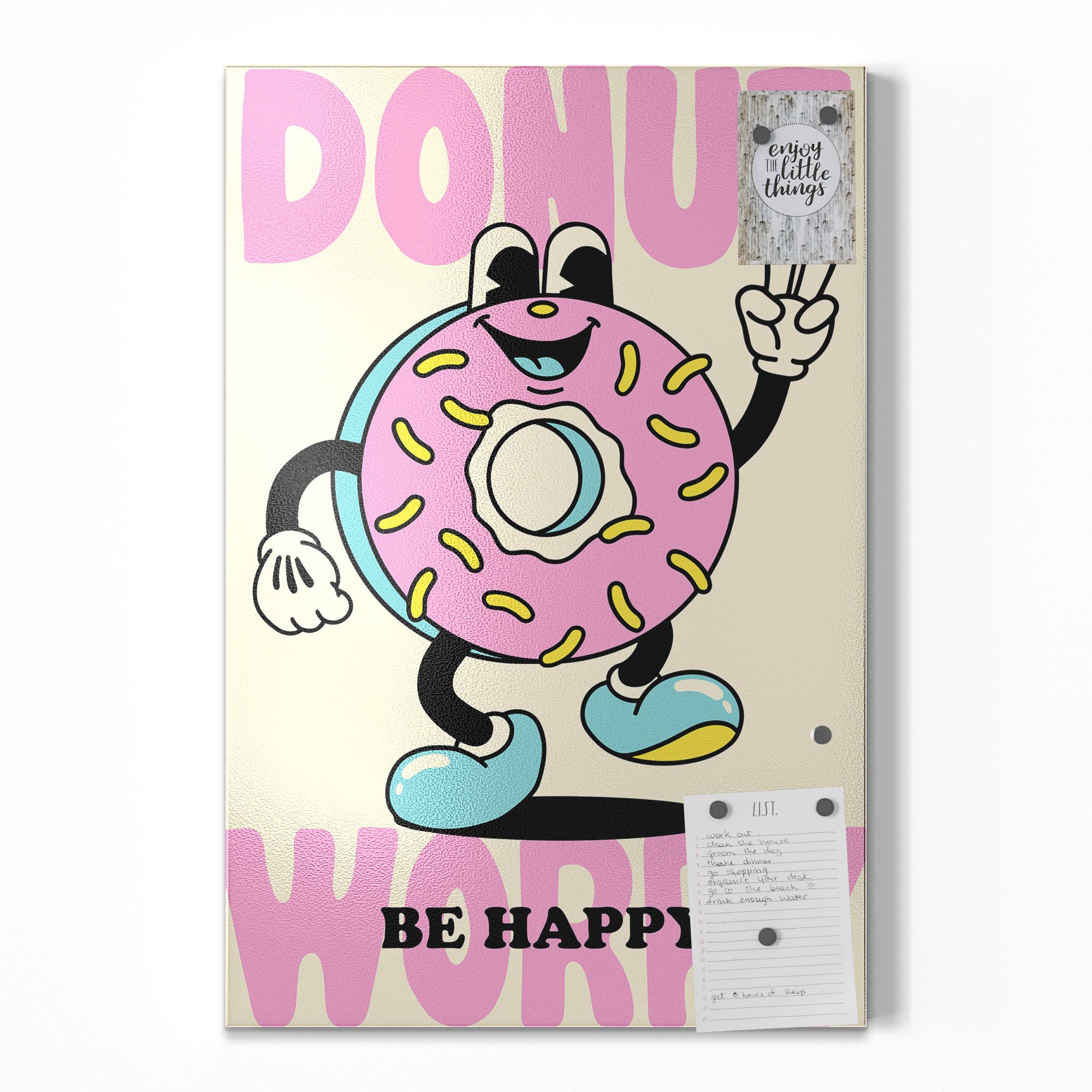 DEQOART Magnettafel 'Süße Lebensphilosophie', Metall Whiteboard für alle Magnete, Magnetboard magnetisch