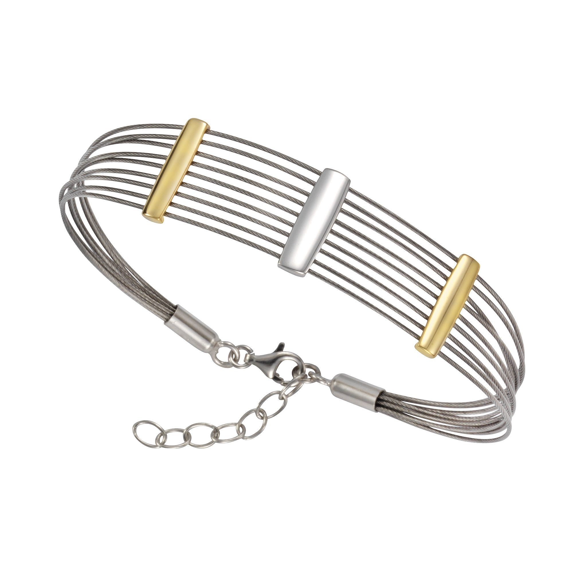 + bicolor Stahl Armband Silber 925/- Sterling Vivance