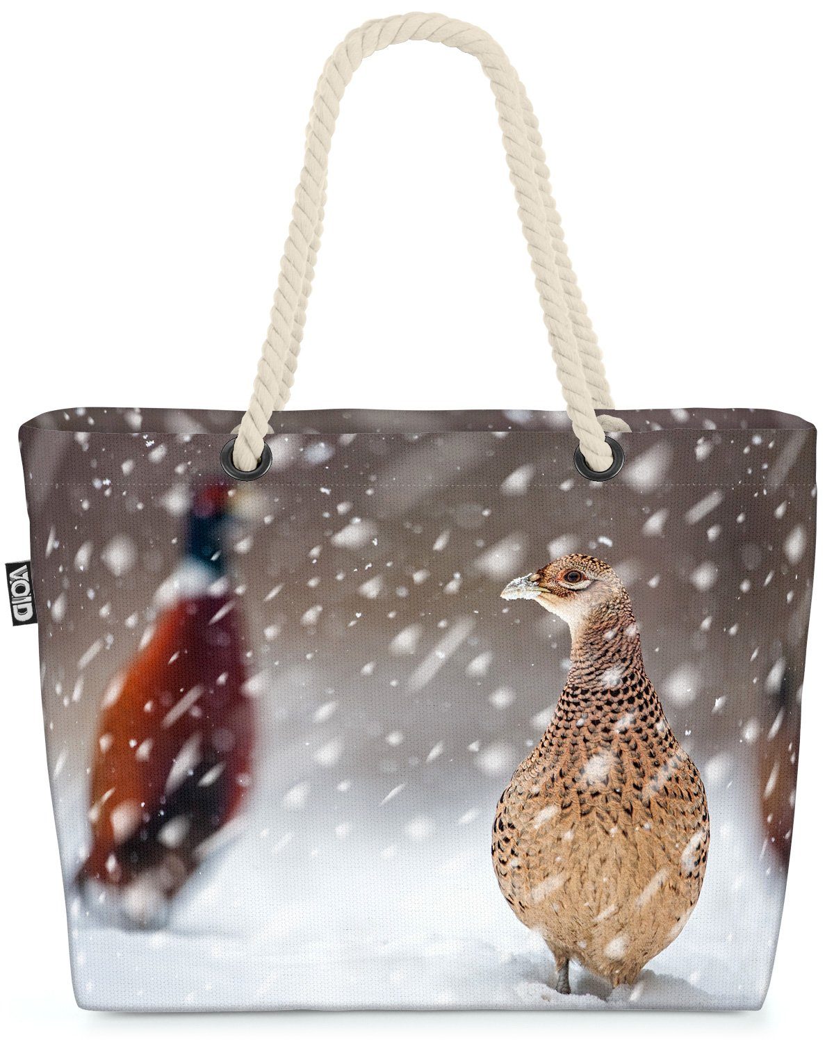 VOID Strandtasche (1-tlg), Fasan Winter Vogel Wildpark fasan winter drei natur schnee vögel wild