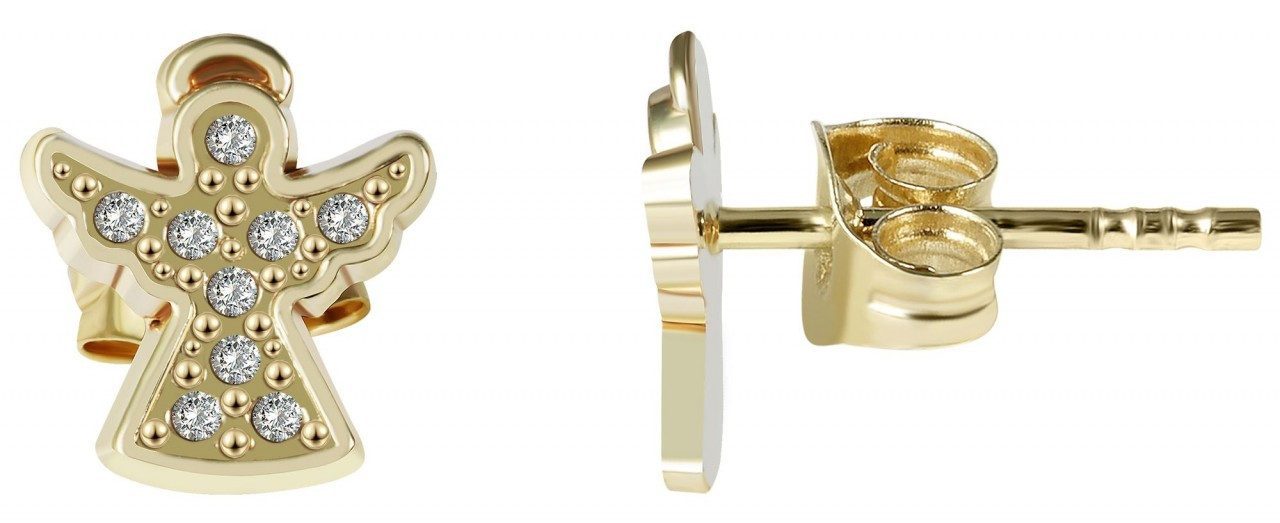 Paar Ohrhänger Damen Ohrstecker aus Gold 333 und Zirkonia