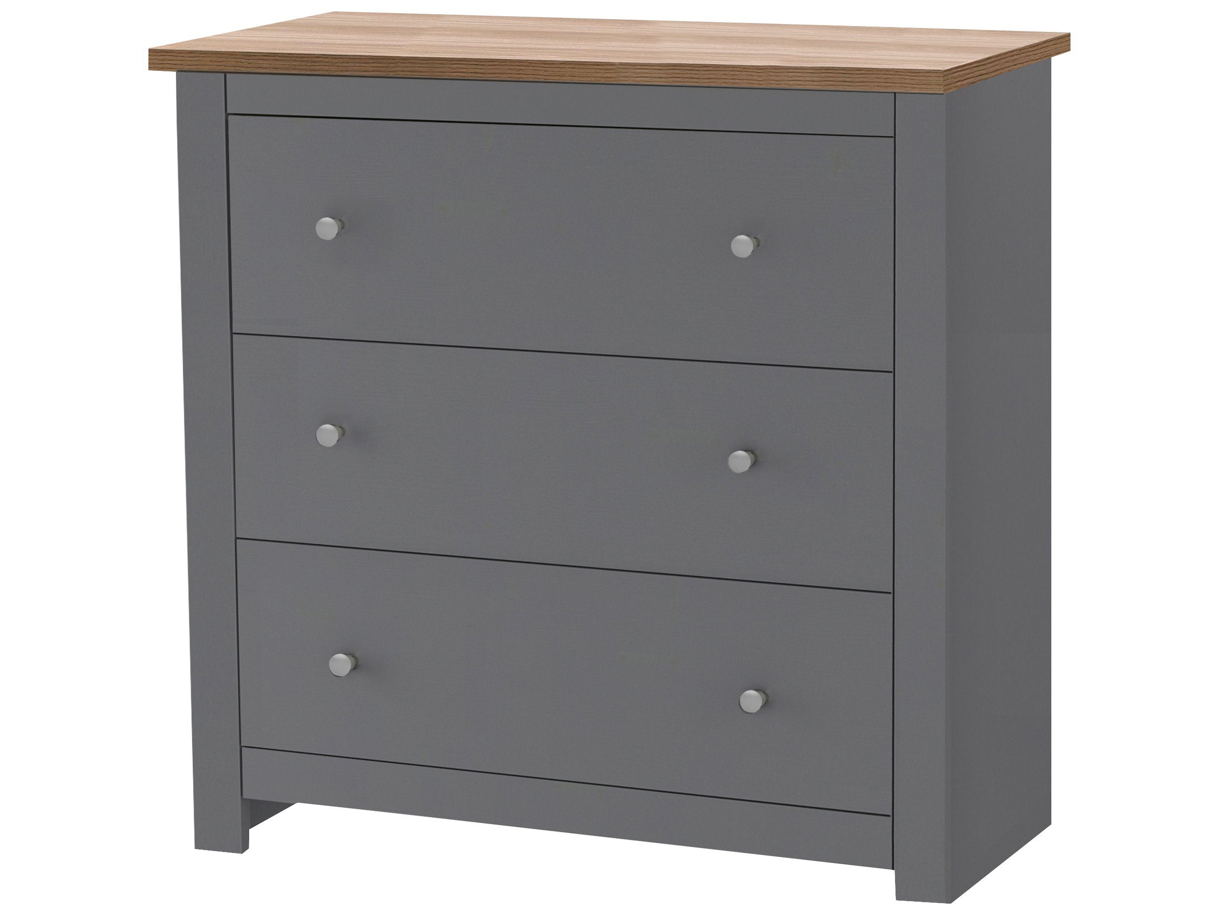 loft24 Kommode Eddie - Schubladenkommode Schrank Aufbewahrungskommode, mit 3 Schubladen, Landhausstil, Breite 79 cm, MDF
