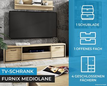 Furnix TV-Schrank MEDIOLANE M-13 RTV-Board Lowboard mit 2 Türen Natural Hickora B181 x H47,5 x T41 cm