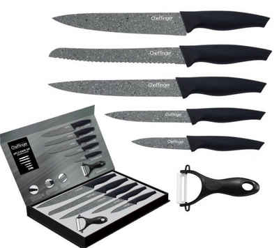 KESSMANN Messer-Set Profi Küchenmesser Set 6 teilig scharf Messerset + Messerbox Knife (Set, 6-tlg., Messerblock Organizer Kochbesteck Küchen Utensilien Messer Set), Kochmesser Fleischmesser Santokumesser Schälmesser Allzweckmesser