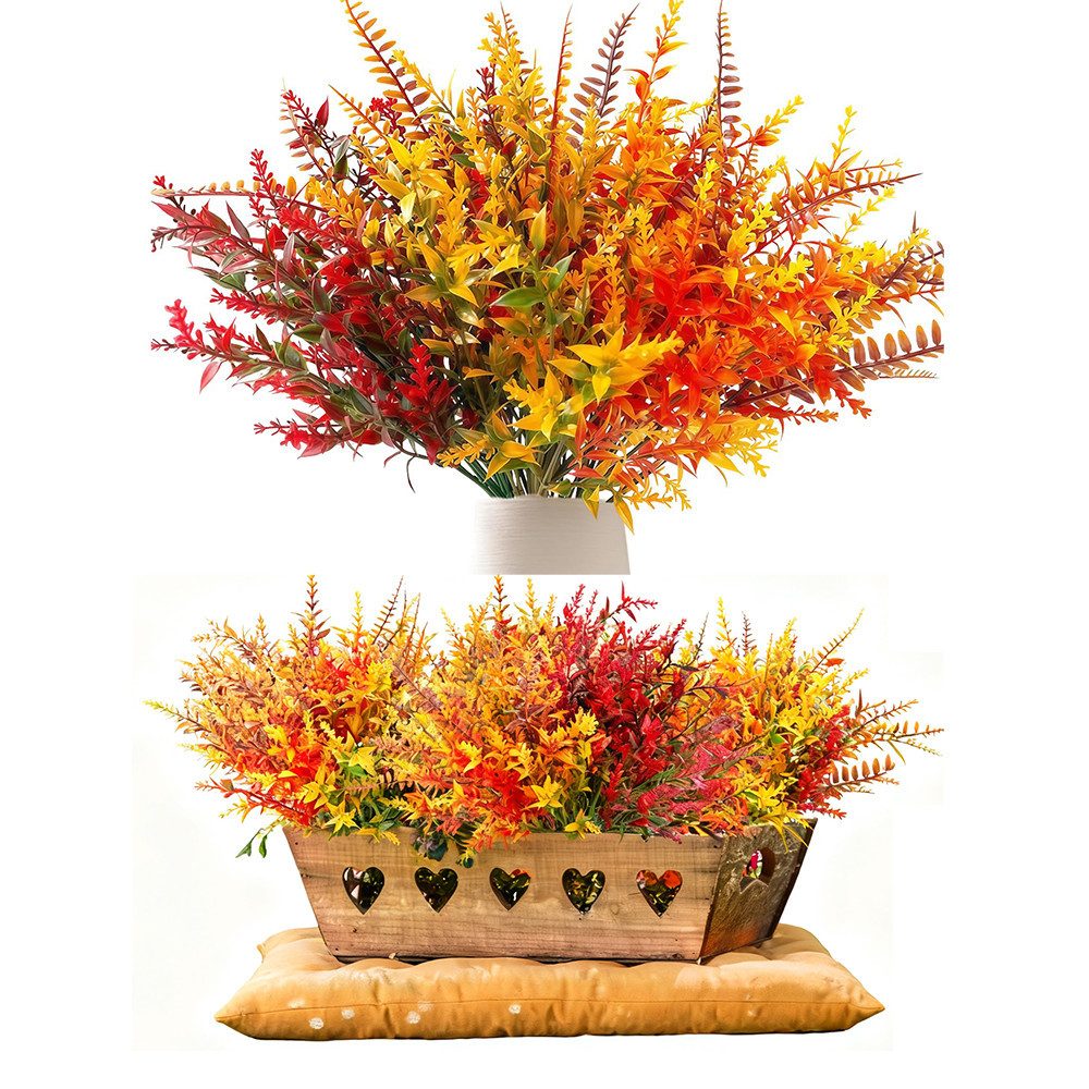 Kunstblumenstrauß 8 Bundles Künstliche Herbstblumen, Herbststrauß,Herbstblätter &Zweige, CLTYQ, für Innen- und Außendekoration,Perfekt für Tischdeko, Balkon und mehr