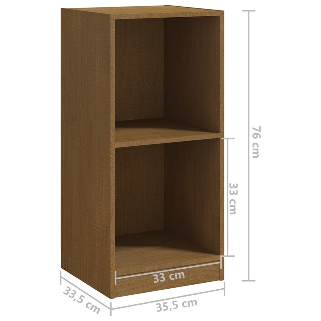 (1-St) Beistellschrank Massivholz vidaXL cm 35,5x33,5x76 Kiefer Honigbraun Fächerschrank