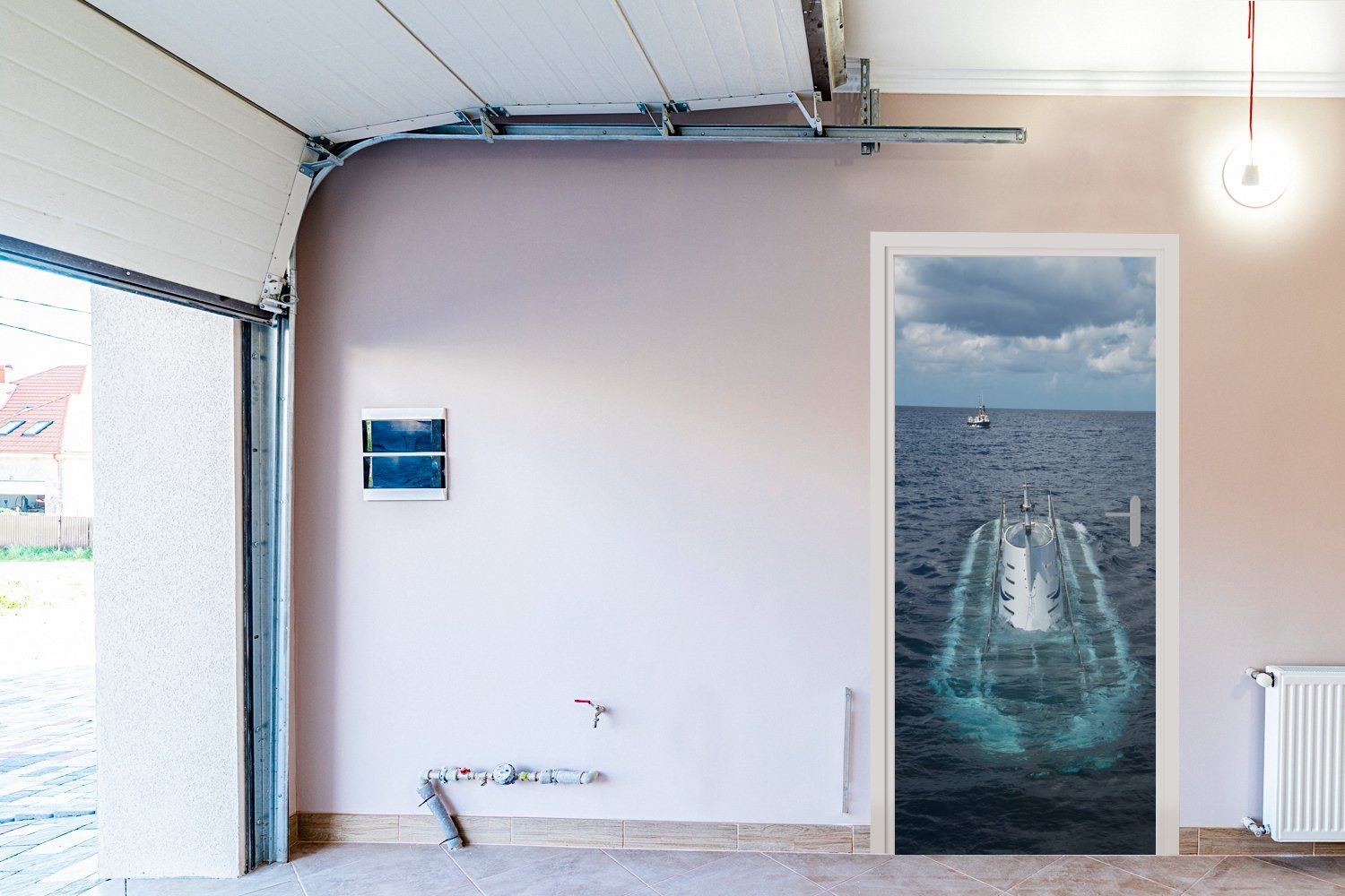 MuchoWow Türtapete Ein tauchendes U-Boot (1 im Ozean, Tür, für 75x205 Fototapete Türaufkleber, Matt, bedruckt, St), cm