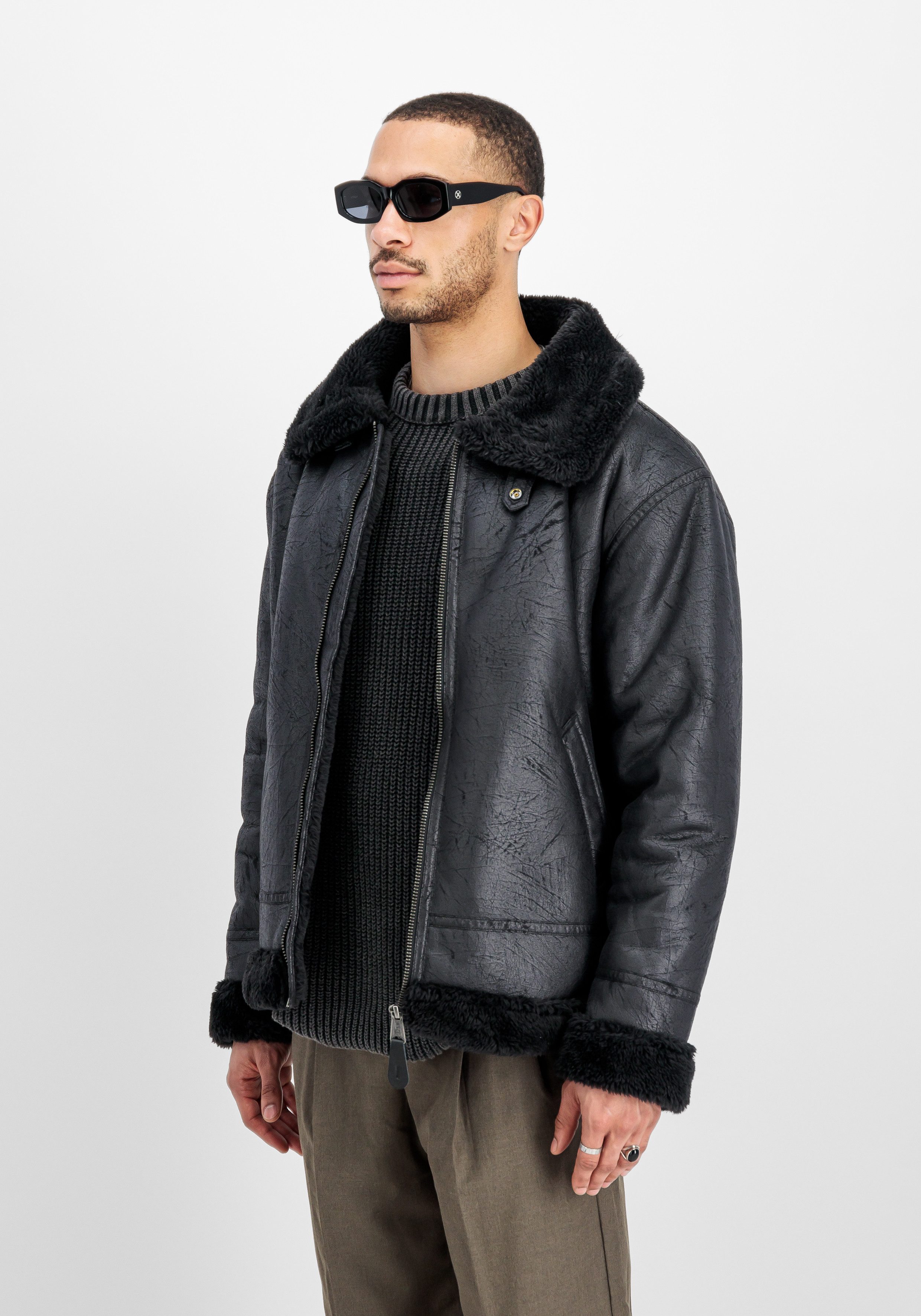 Alpha Industries Lederimitatjacke B-3 Faux Leather Kunstfaser, regular fit