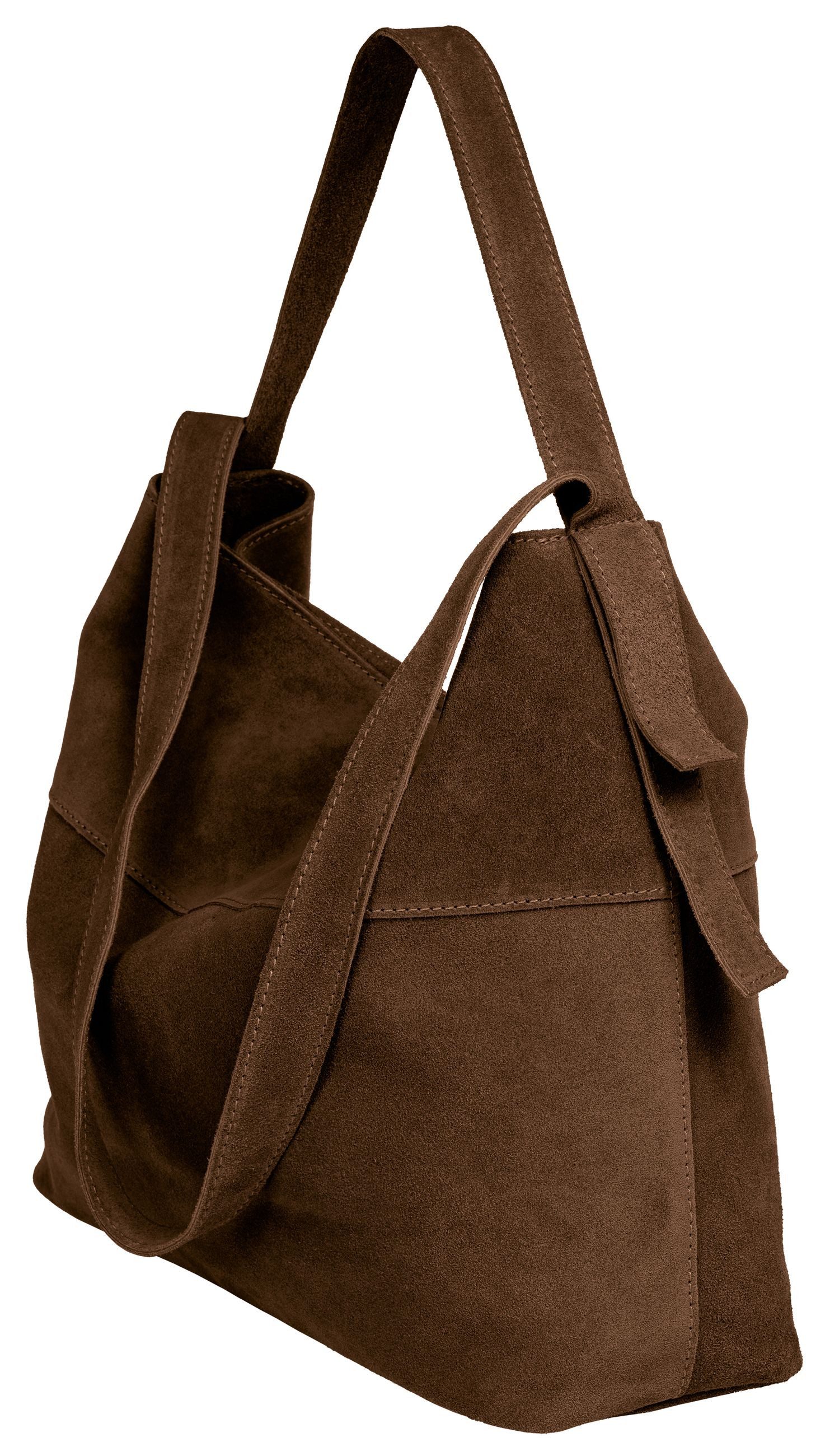 Caspar Schultertasche große Vintage Damen Leder Handtasche - PREMIUM LINE - Modell No.816, 100% italienisches Wildleder, samtig weich, angenehmer Tragekomfort – Bild 3 von 5
