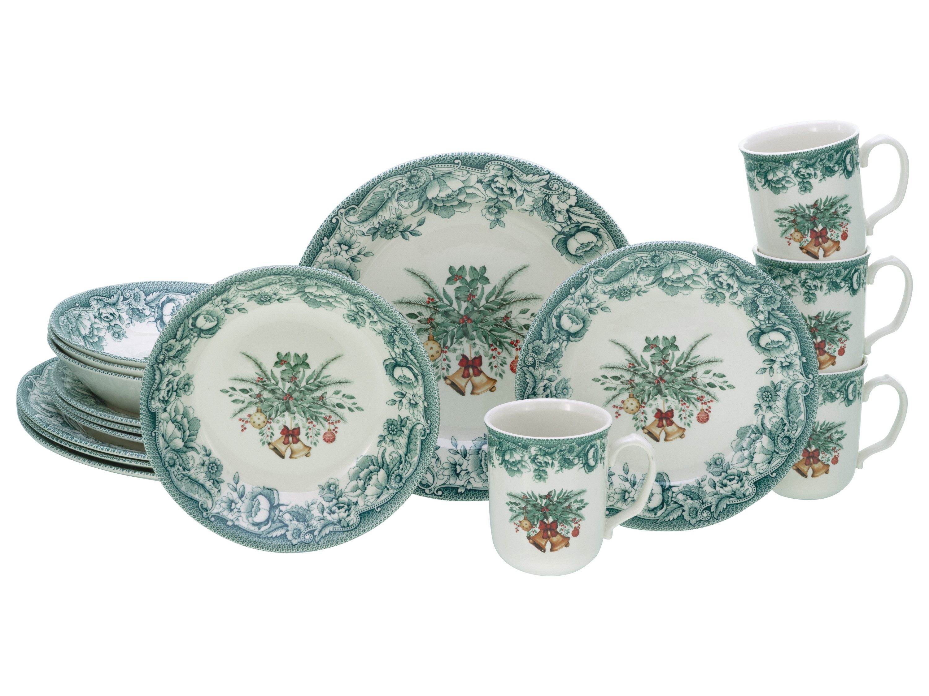 CreaTable Kombiservice Weihnachten Grün Kombiservice 16tlg (16tlg), 4