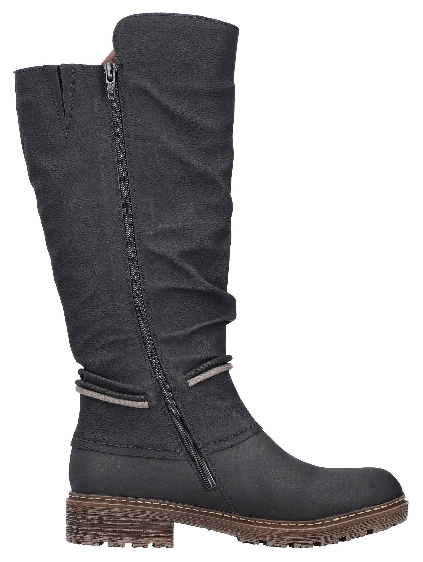 Rieker Winterstiefel, Langschaftstiefel, Blockabsatz, TEX-Membran, Nieten und Kordel