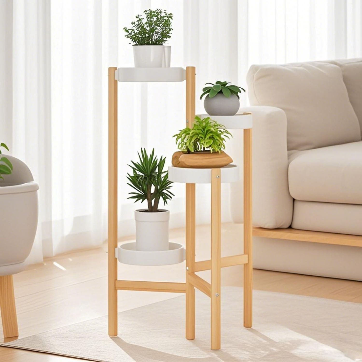 Masbekte Blumenständer 78 cm Höhe, Holz 4 günstig online kaufen