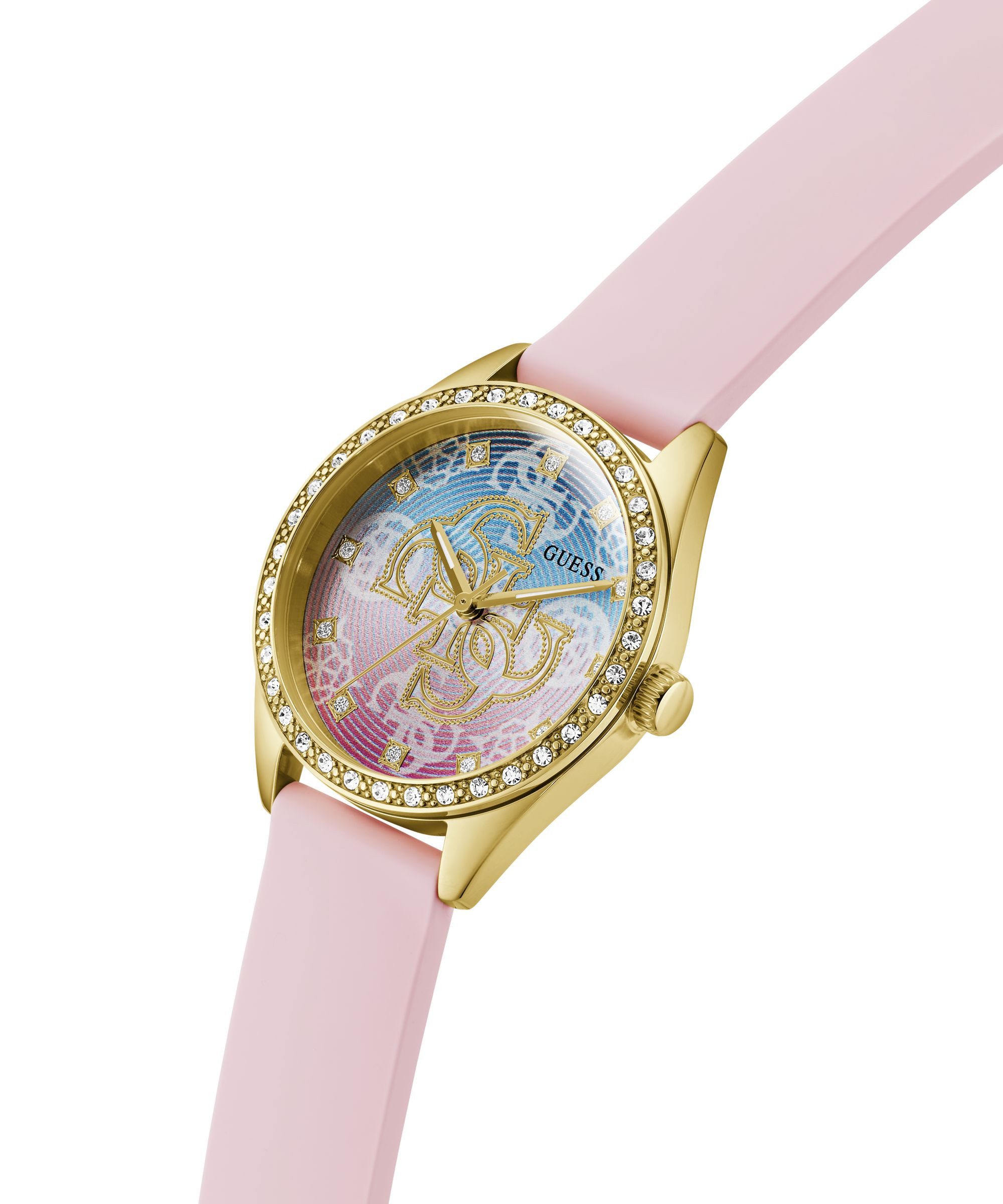 Guess Quarzuhr AVA GW1042L2, Armbanduhr, Damenuhr, Silikonarmband, analog