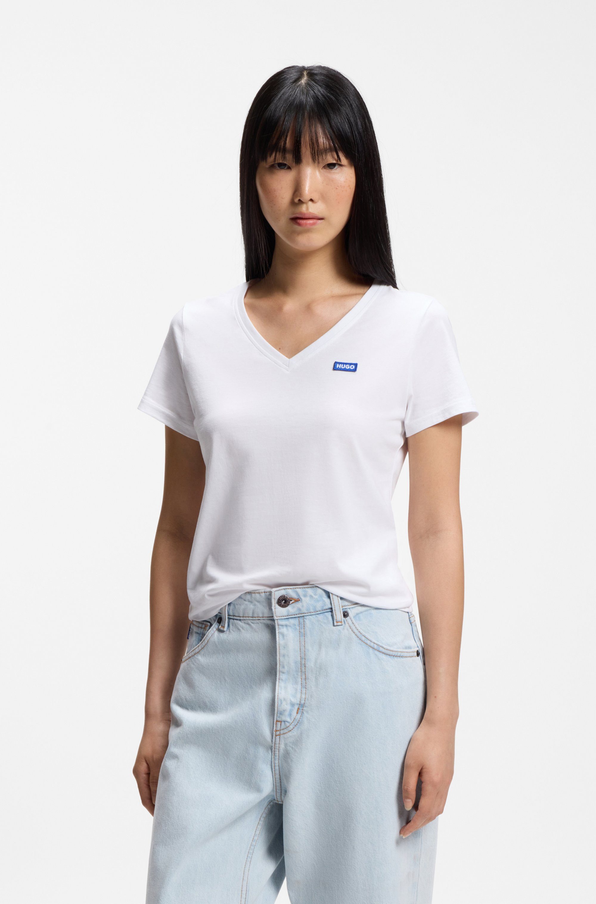 HUGO T-Shirt Classic V mit Logo, V-Ausschnitt