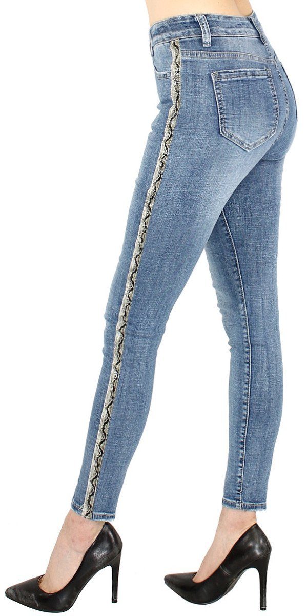 mit Röhrenjeans Jeanshose Hose Slim 4-Pocket Damen Jeans Style, Stretch-Anteil Stretch Fit dy_mode Skinny Pants Jeanshose